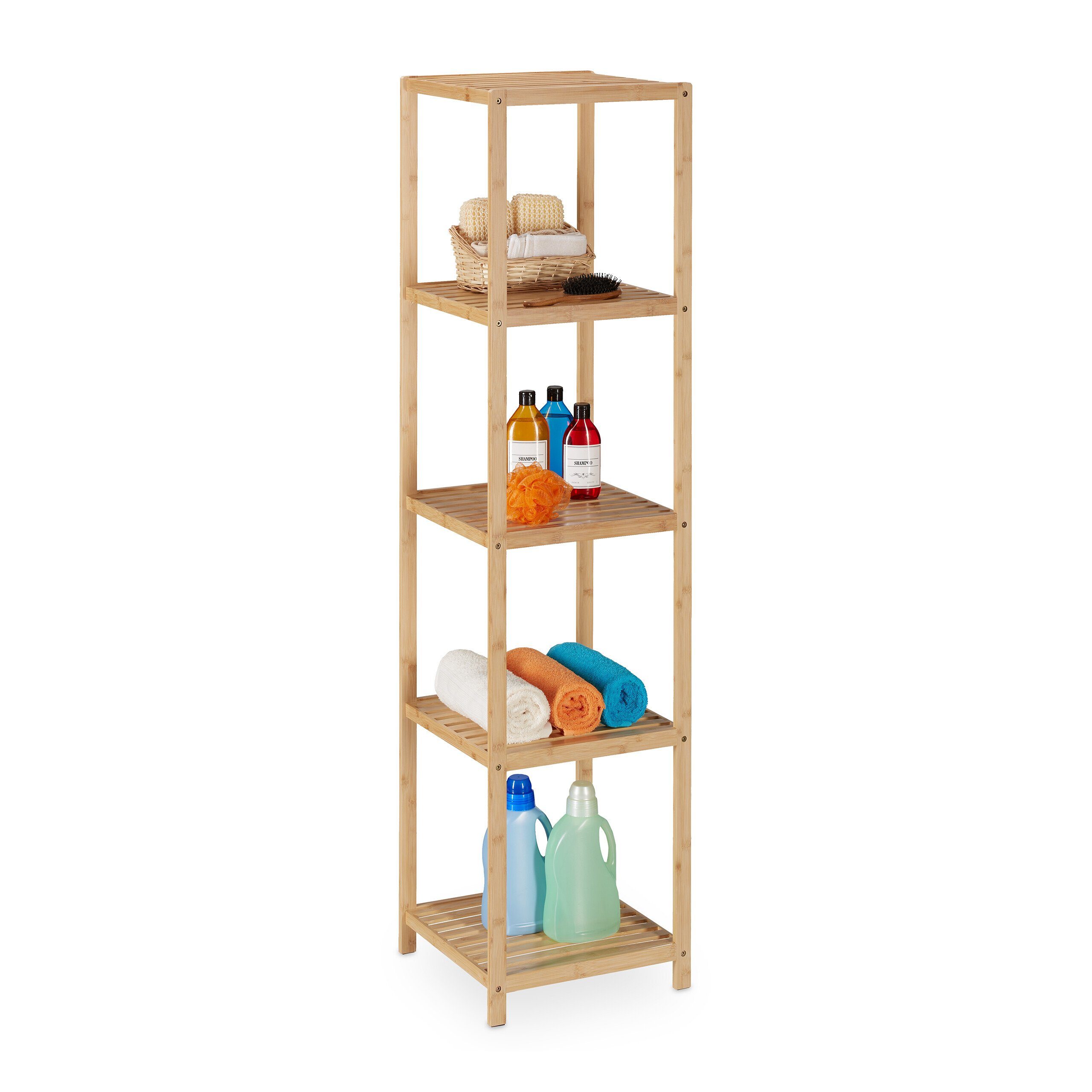 relaxdays Badregal Bambus 5 Ablagen, 5-tlg.