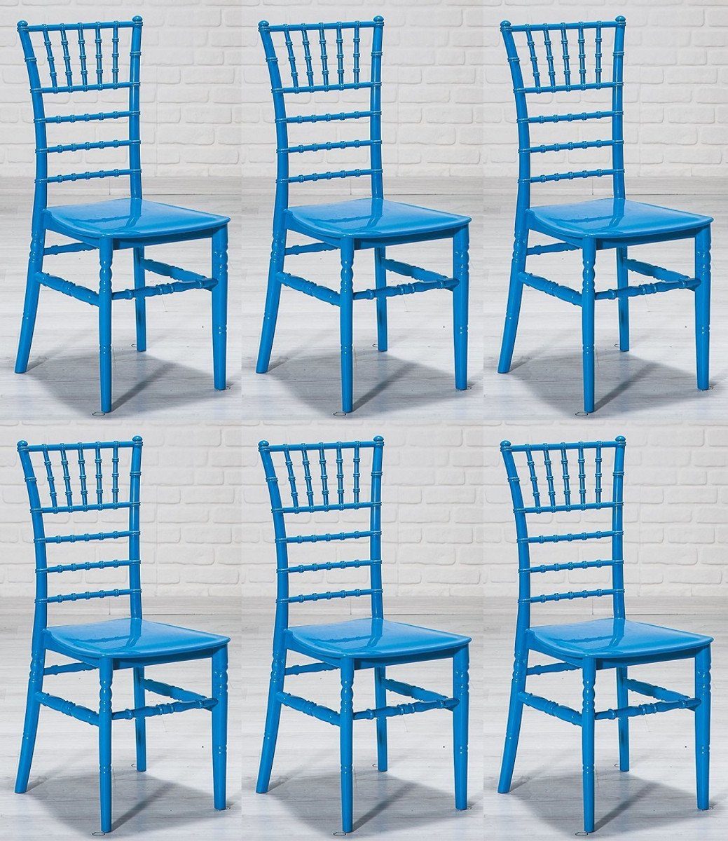 Casa Padrino Esszimmerstuhl Designer Acryl Stuhl Set Blau 40 x 46 x H. 92,5 cm - Esszimmerstühle - Acryl Esszimmer Möbel