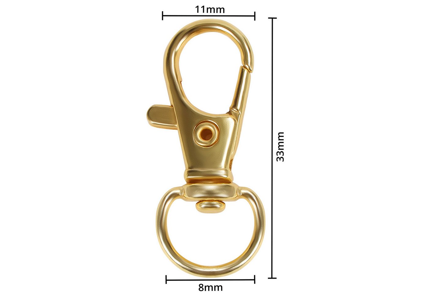 Thumbnail - Belle Vous Rundstahlkette Goldene Mini Karabiner Verschlüsse (50er Pack) - 33mm Länge, Metall, (50-St)