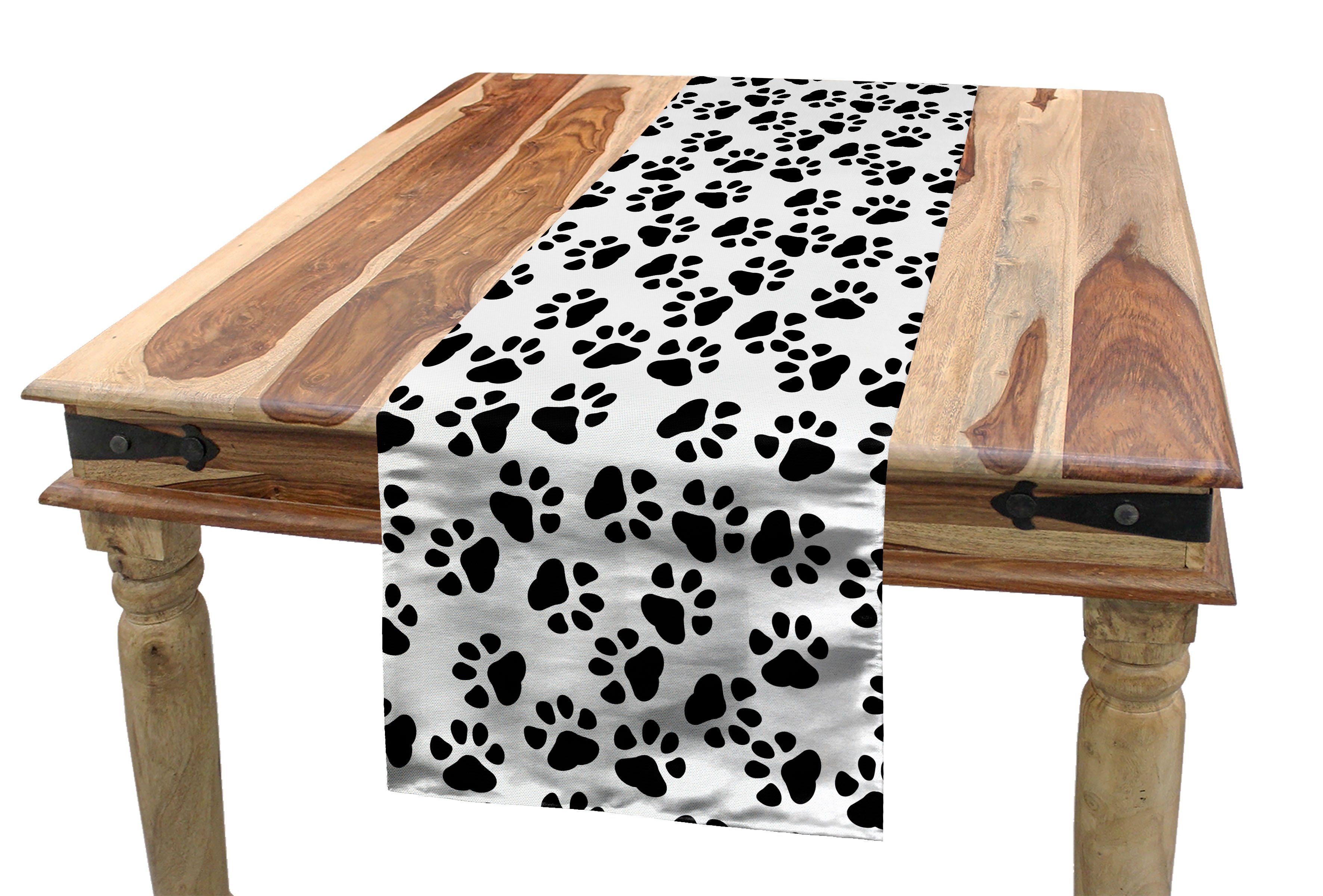 Abakuhaus Tischläufer Esszimmer Küche Rechteckiger Dekorativer Tischläufer, Pfotenabdruck Tier Feet Sign Pattern