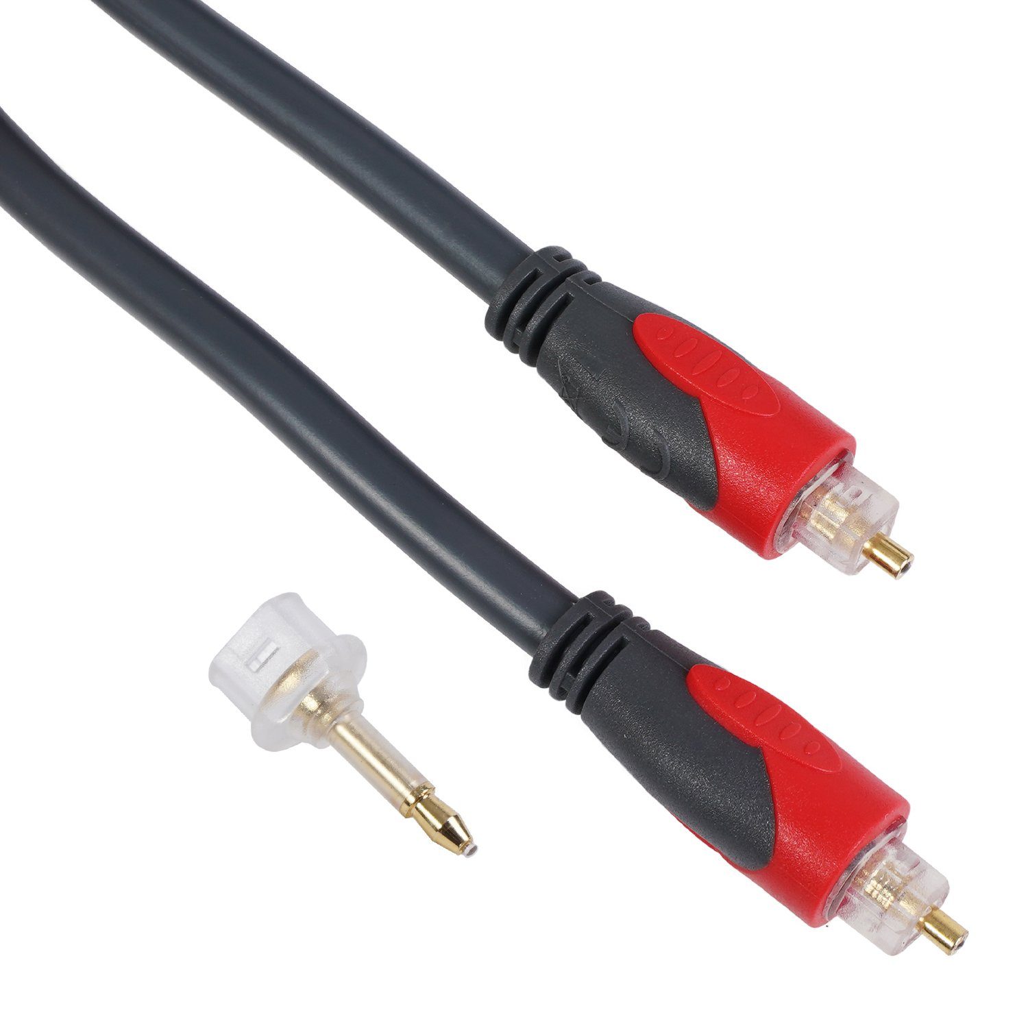 Hama Toslink-Kabel ODT-Stecker optisches Kabel 3m Audio-Kabel, (300 cm), Mit Adapter 3,5mm Opti-Stecker, LWL Lichtleiter-Kabel mit ODT-Stecker