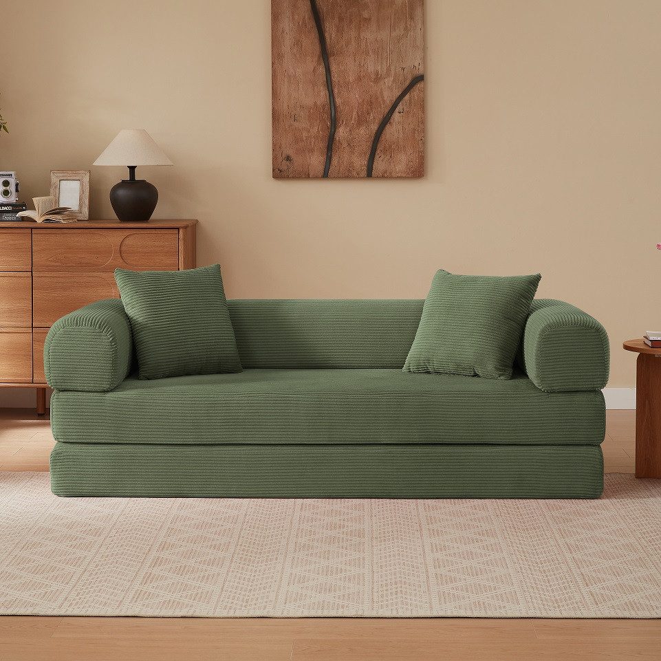 Leawin Sofa Bodensofa 2-Sitzer mit Schlaffunktion – Klappsofa Wohnzimmer, Tatami Sofa, wandelbar zum Bett, weich & platzsparend