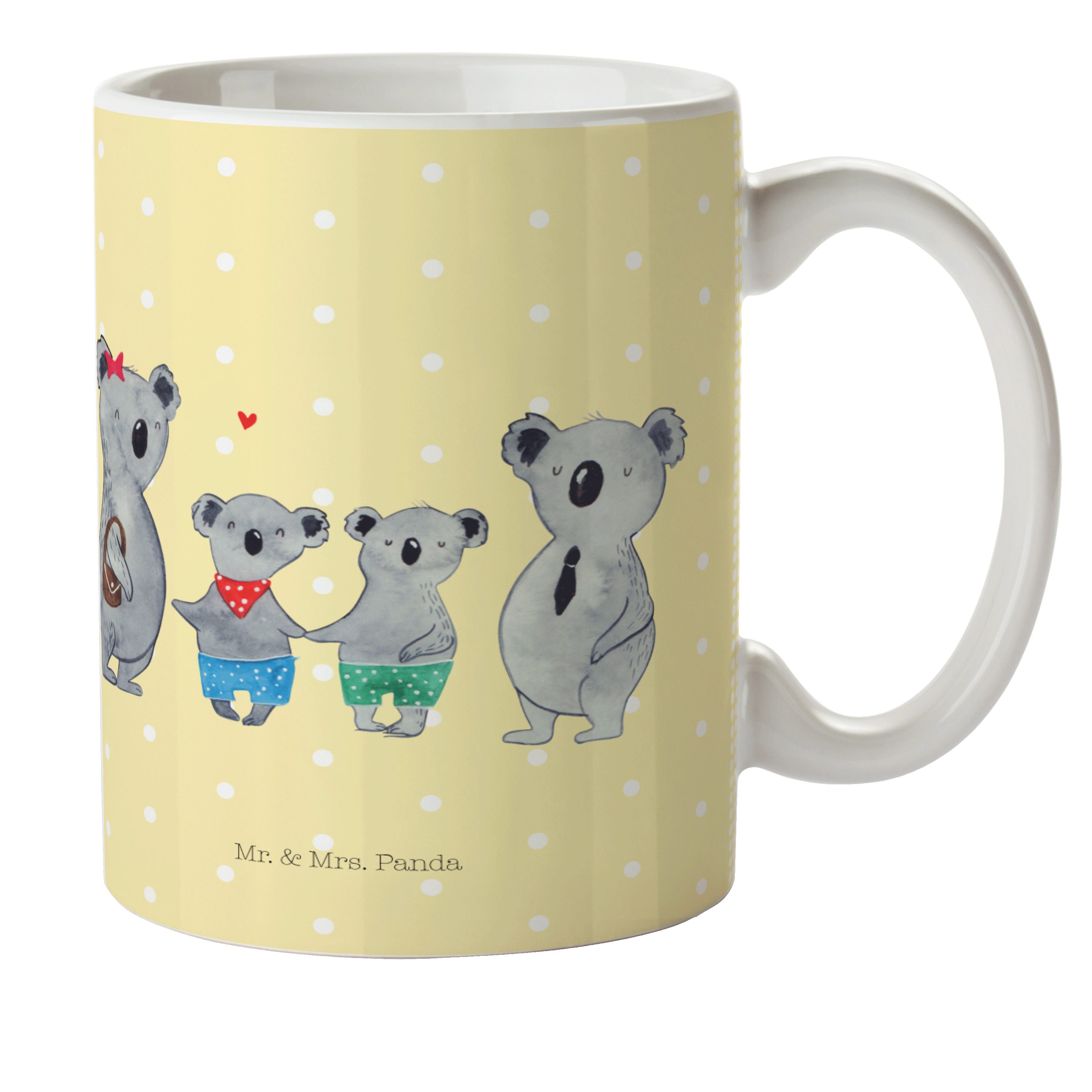 Mr. & Mrs. Panda Kinderbecher Koala Familie zwei - Gelb Pastell - Geschenk, Koalabär, Papa, Koalafa, Kunststoff