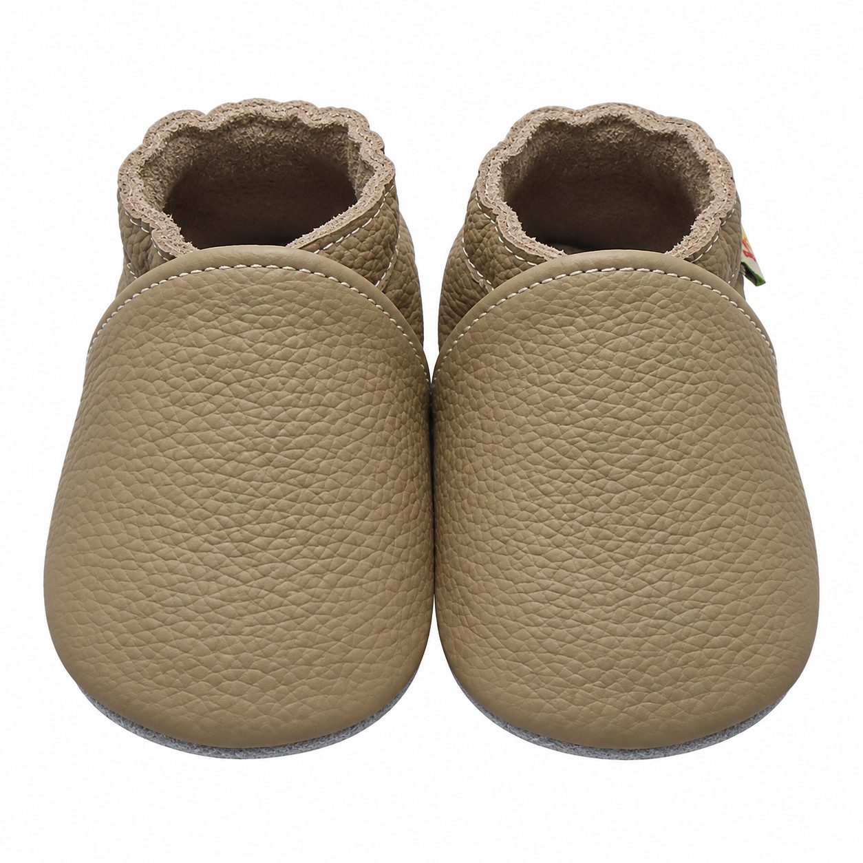 Yalion Yalion Baby Leder Lauflernschuhe Weiche Lederpuschen Taupe, Rutschfest Krabbelschuh
