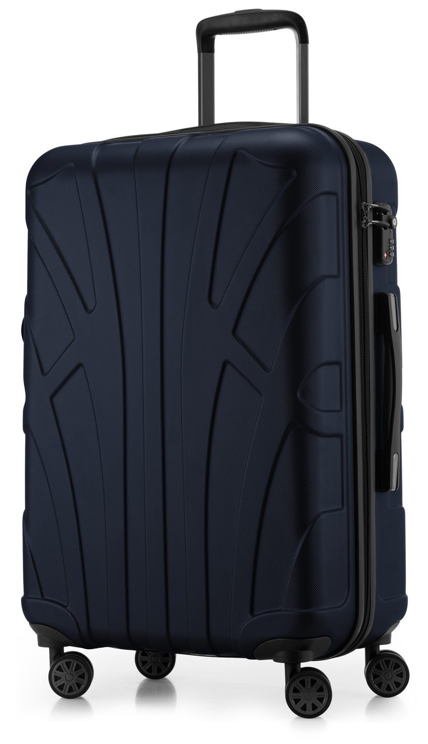 Suitline Koffer S1, 4 Rollen, Robust, Leicht, TSA, Erweiterbar, 65 cm, ca. 58 - 68 Liter Packvolumen Dunkelblau