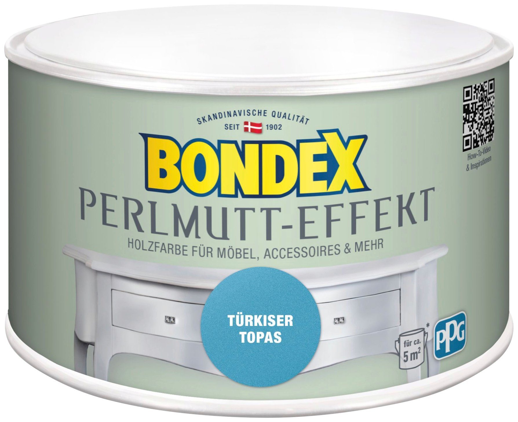 Bondex Bastelfarbe PERLMUTT-EFFEKT, Holzfarbe für Möbel & Accessoires, 0,5 l Tuerkiser Topas