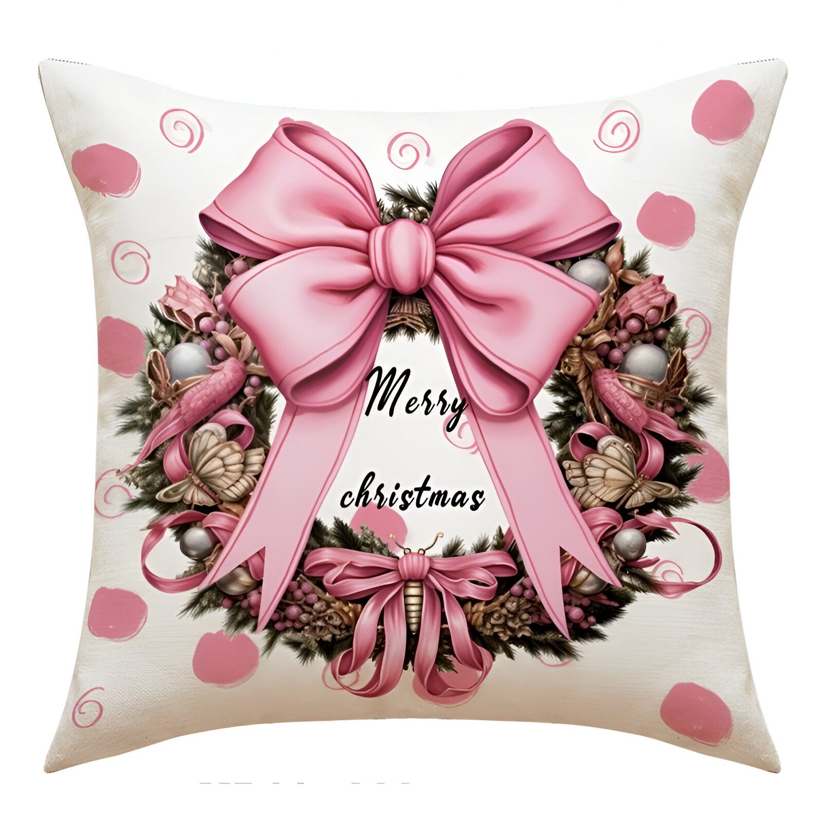 WS-Trend Kissenbezug Weihnachten Christmas Kranz Kissenbezug Dekokissen 45x45 cm