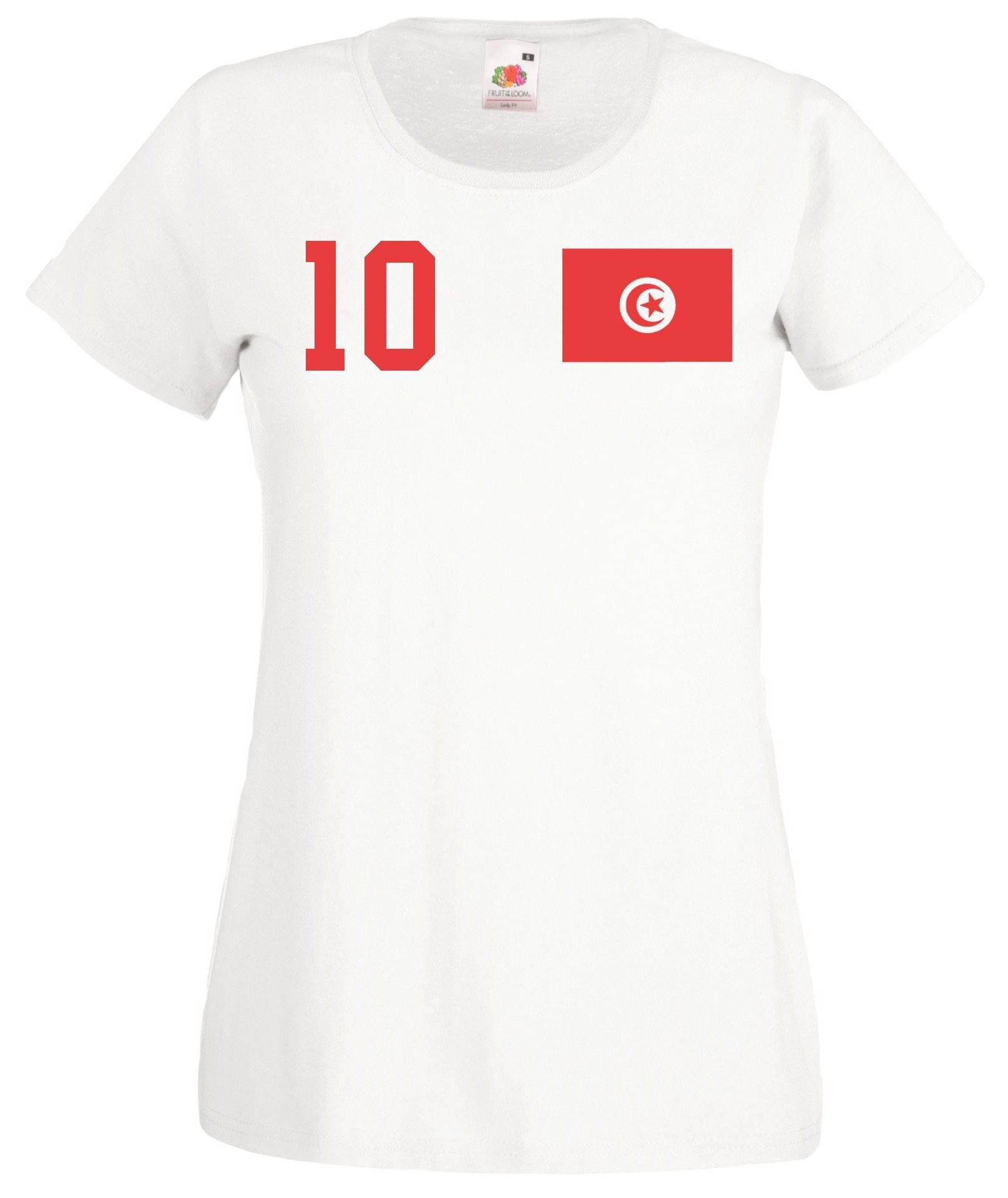 Youth Designz T-Shirt Tunesien Damen T-Shirt im Fußball Trikot Look mit trendigem Motiv