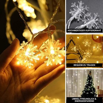 Oneid LED-Lichterkette Schneeflocke Lichter,80 LED 10m Weihnachtslichter mit Fernbedienung