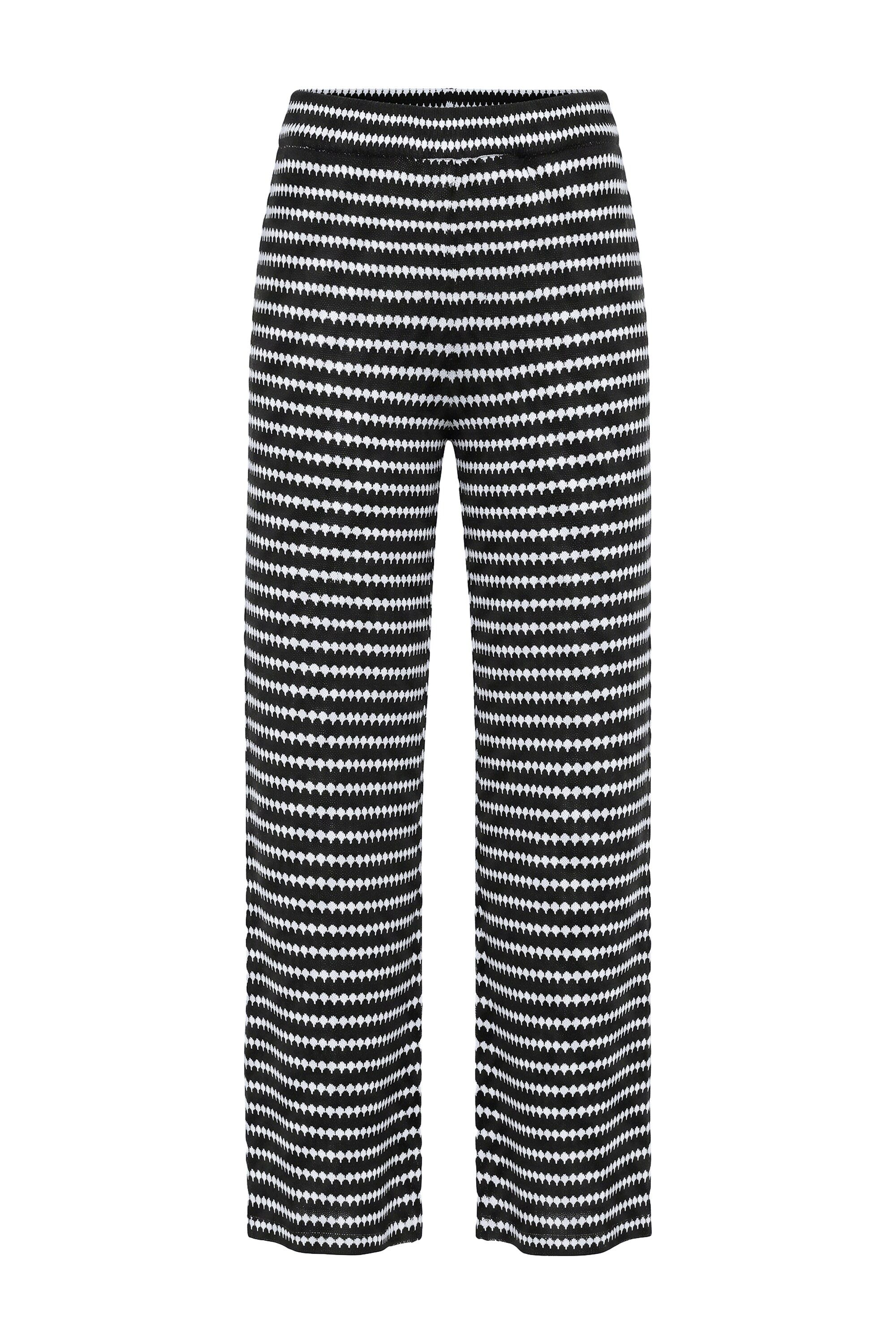 Studio Untold Schlupfhose Hose Wide Legs Struktur Muster Elastikbund
