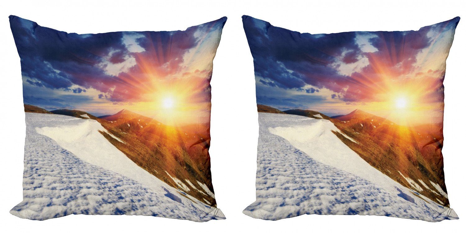 Kissenbezüge Modern Accent Doppelseitiger Digitaldruck, Landschaft Sunny Mountains (2 Abakuhaus Stück), Snowy