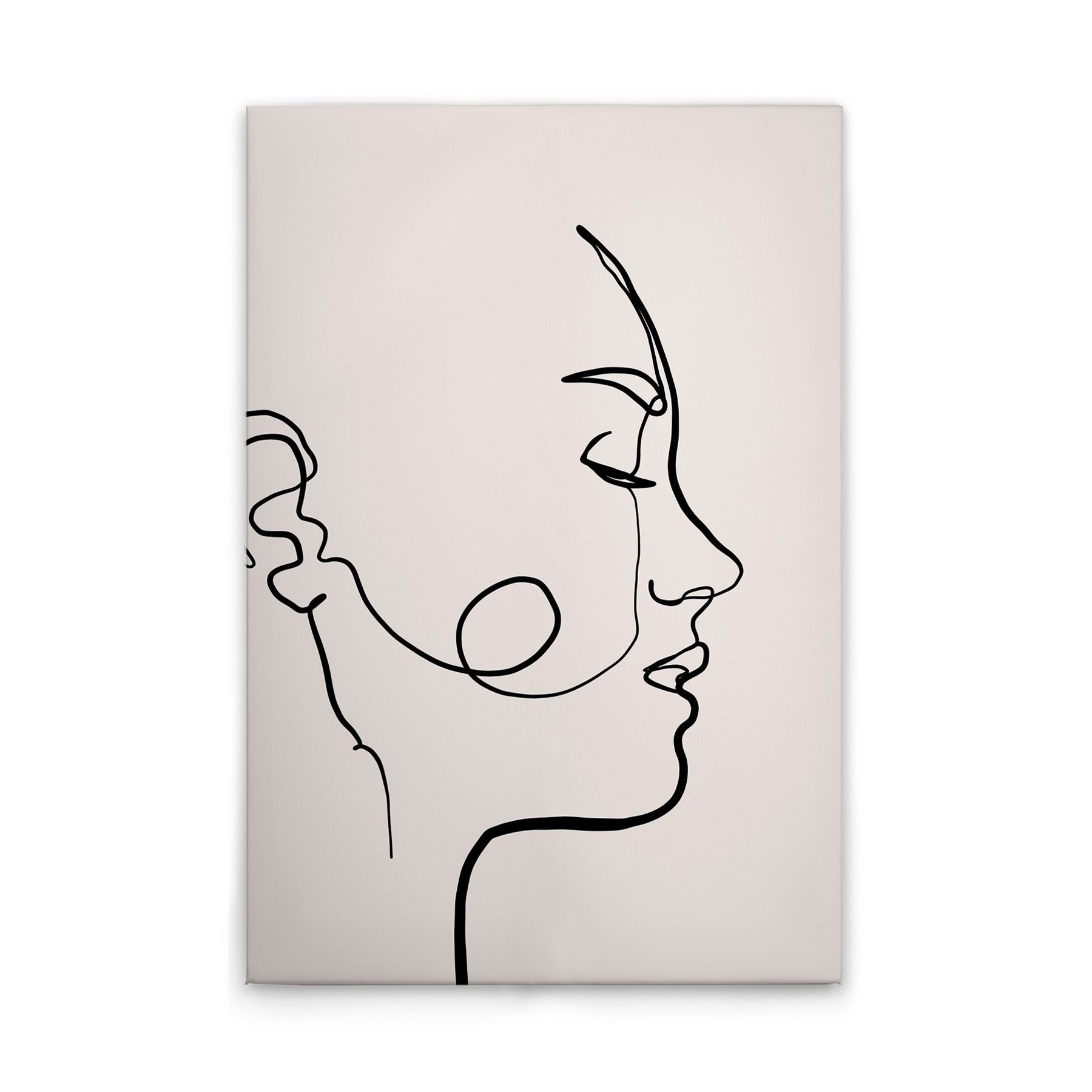 Tadessi Leinwandbild Leinwandbild Gesicht Oneliner M1-No.51366, Keilrahmen in Creme Schwar, Gemälde