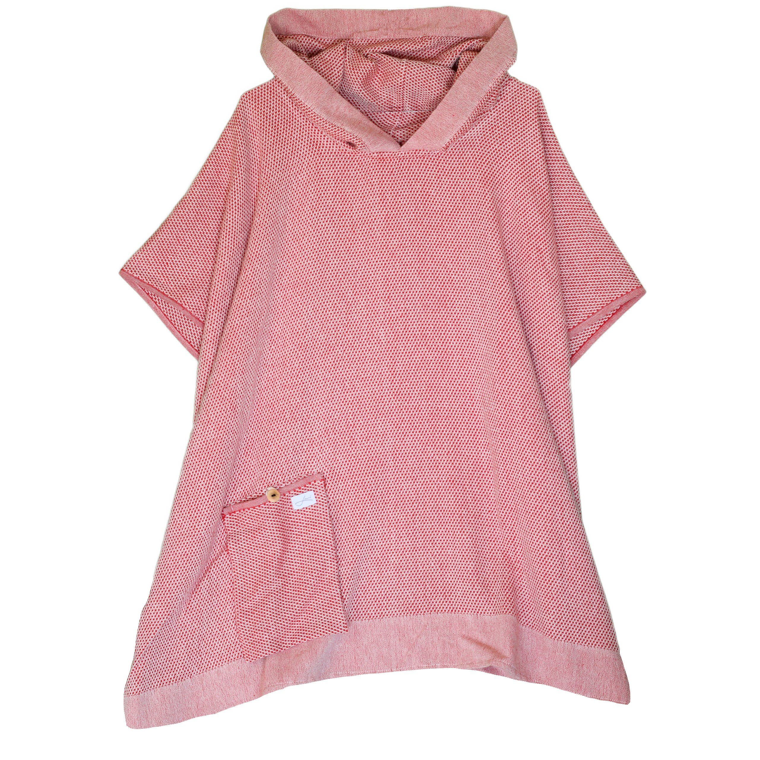 Lou-i Badeponcho Surfponcho Made in Germany Badeponcho, Kapuze, Tasche mit Knopf, mit Kapuze und Tasche