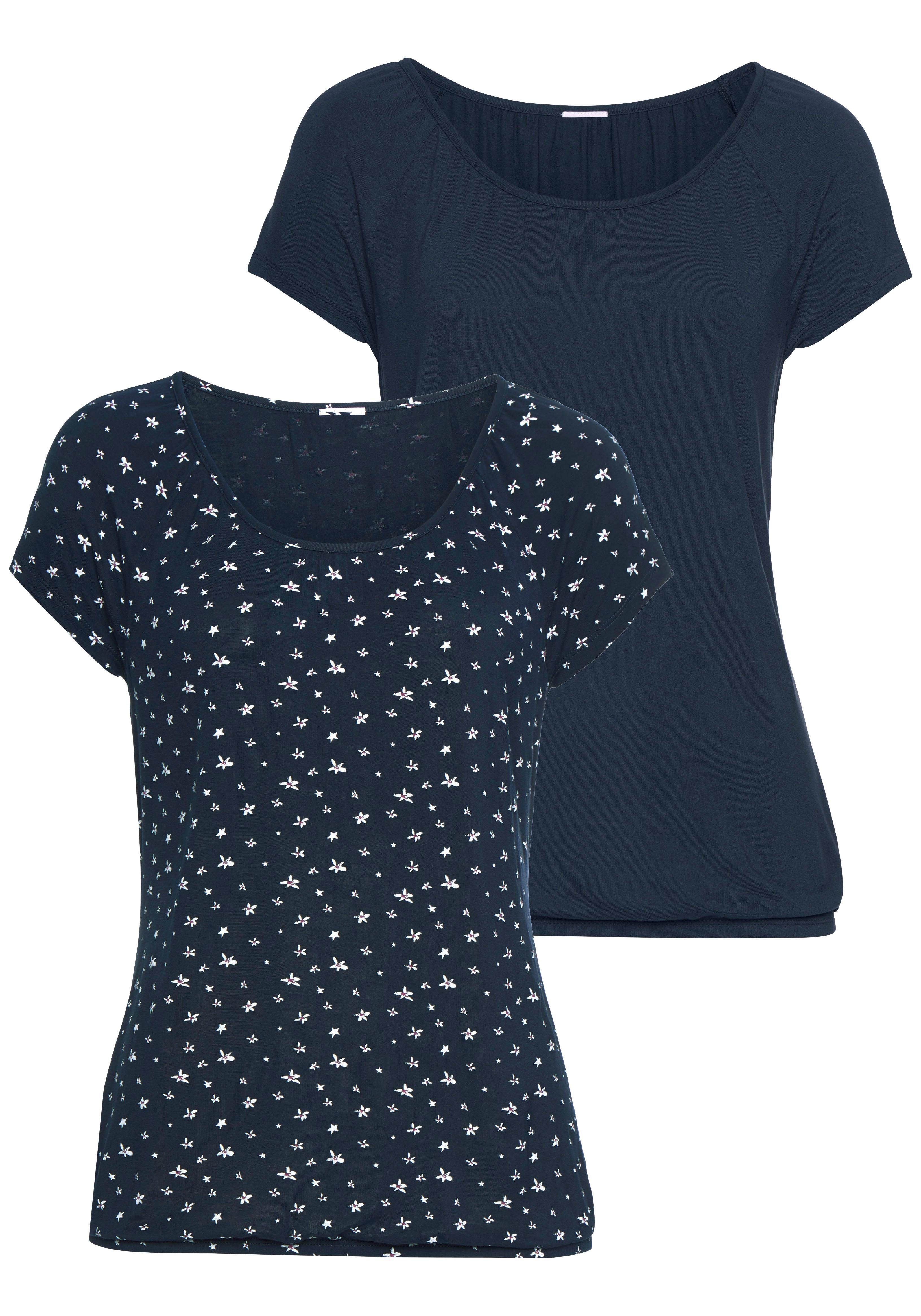 LASCANA Kurzarmshirt, (2er-Pack), mit leicht gerafftem Rundhalsausschnitt günstig online kaufen
