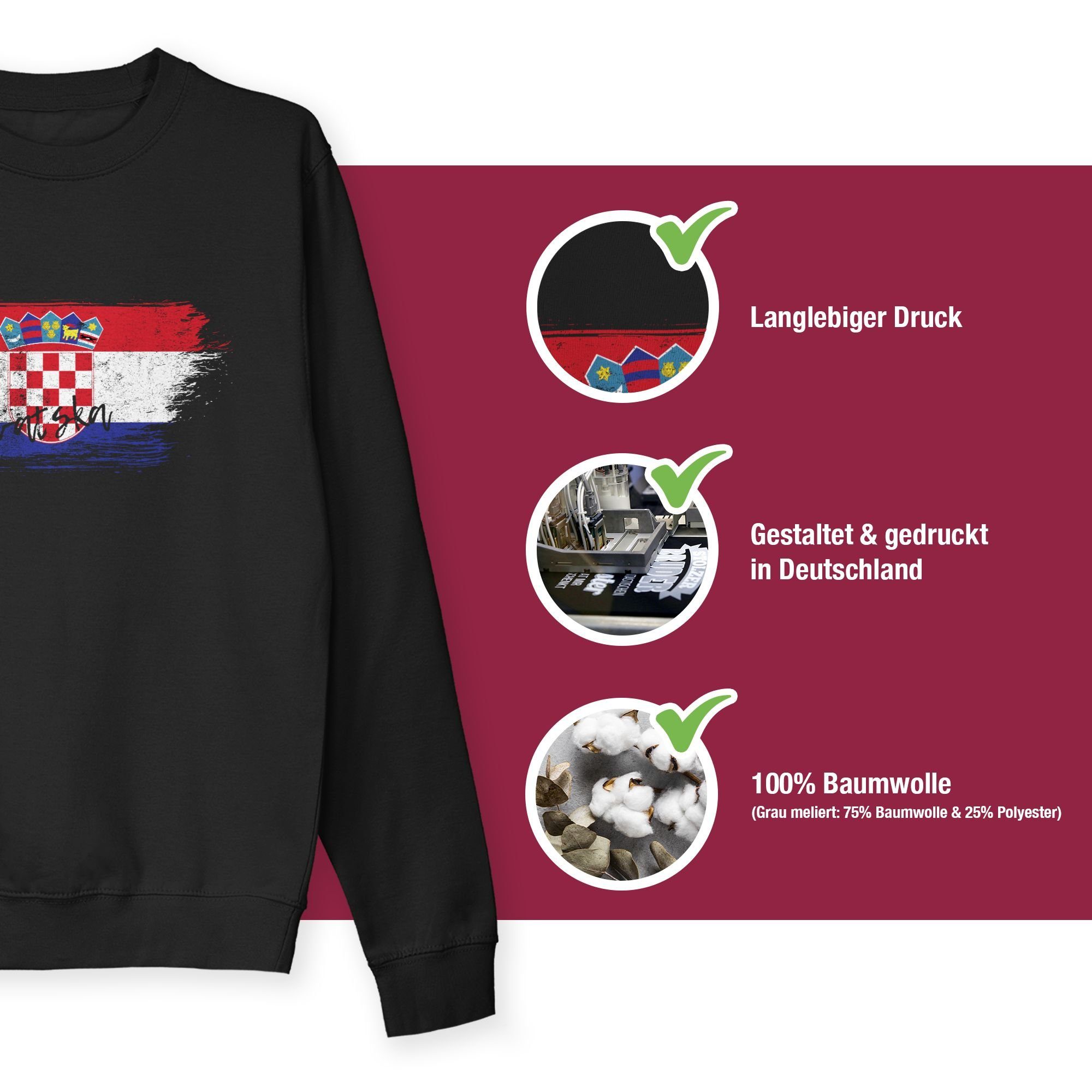 Vintage (1-tlg) Fussball Shirtracer EM 1 Schwarz Sweatshirt Kroatien 2024