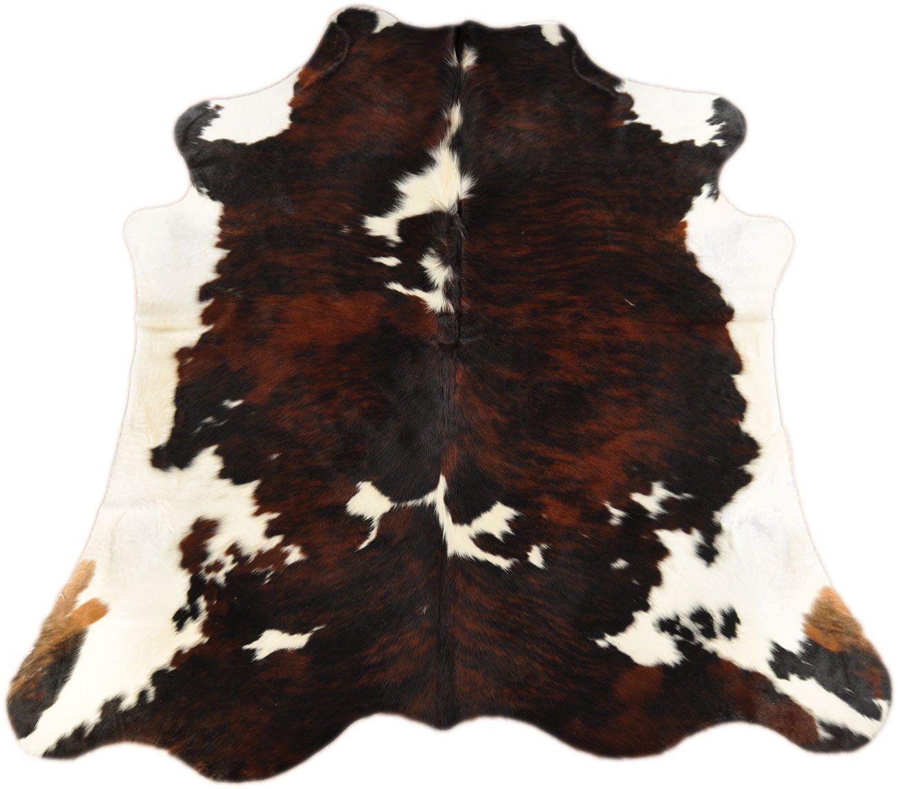 KUHFELL online & NOMAD Fellteppich KUHFELL RINDER FELL TEPPICH BRAUN WEISS DREIFARBIG 220 x 200 cm XL