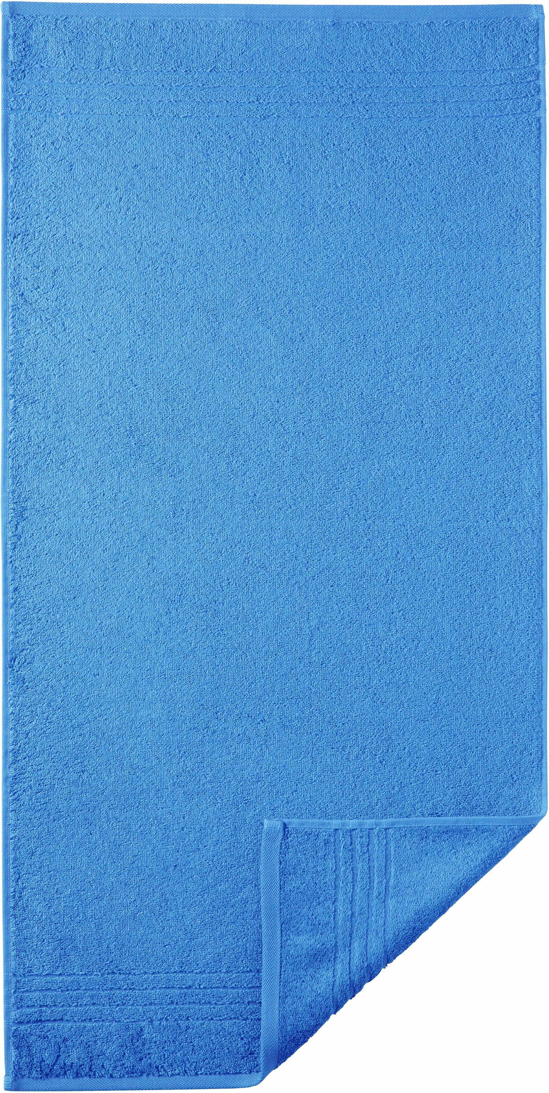 Egeria Badetücher Madison, Walkfrottee aquablau reine mit Streifenbordüre, Uni-Programm (1-St), Baumwolle