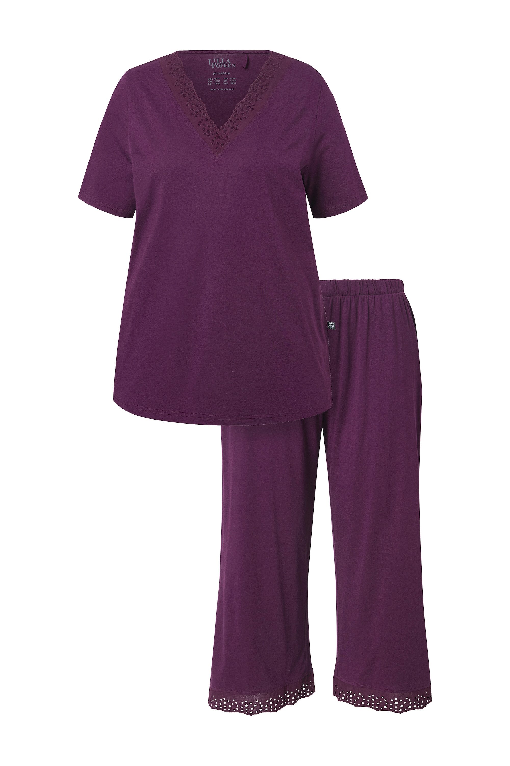 Ulla Popken Pyjama Pyjama Lochstickerei Halbarm Modalmix günstig online kaufen