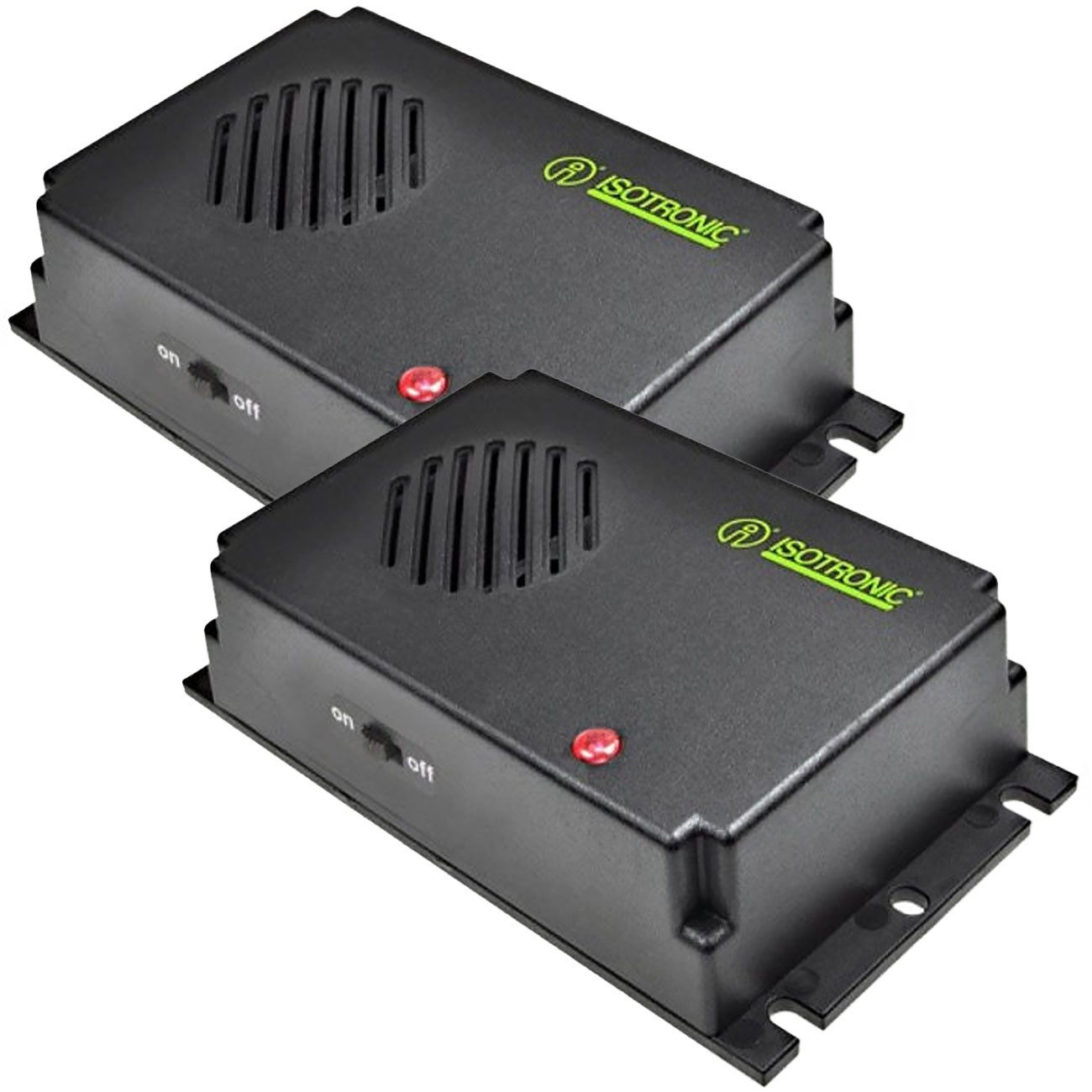 ISOTRONIC Ultraschall-Tierabwehr Mobile Ultraschall Marder-Abwehr, Batteriebetrieben für KFZ & Haus, 2-tlg., Batteriebetriebener Marder-Schreck für KFZ, Haus & Garten bis 40 m²