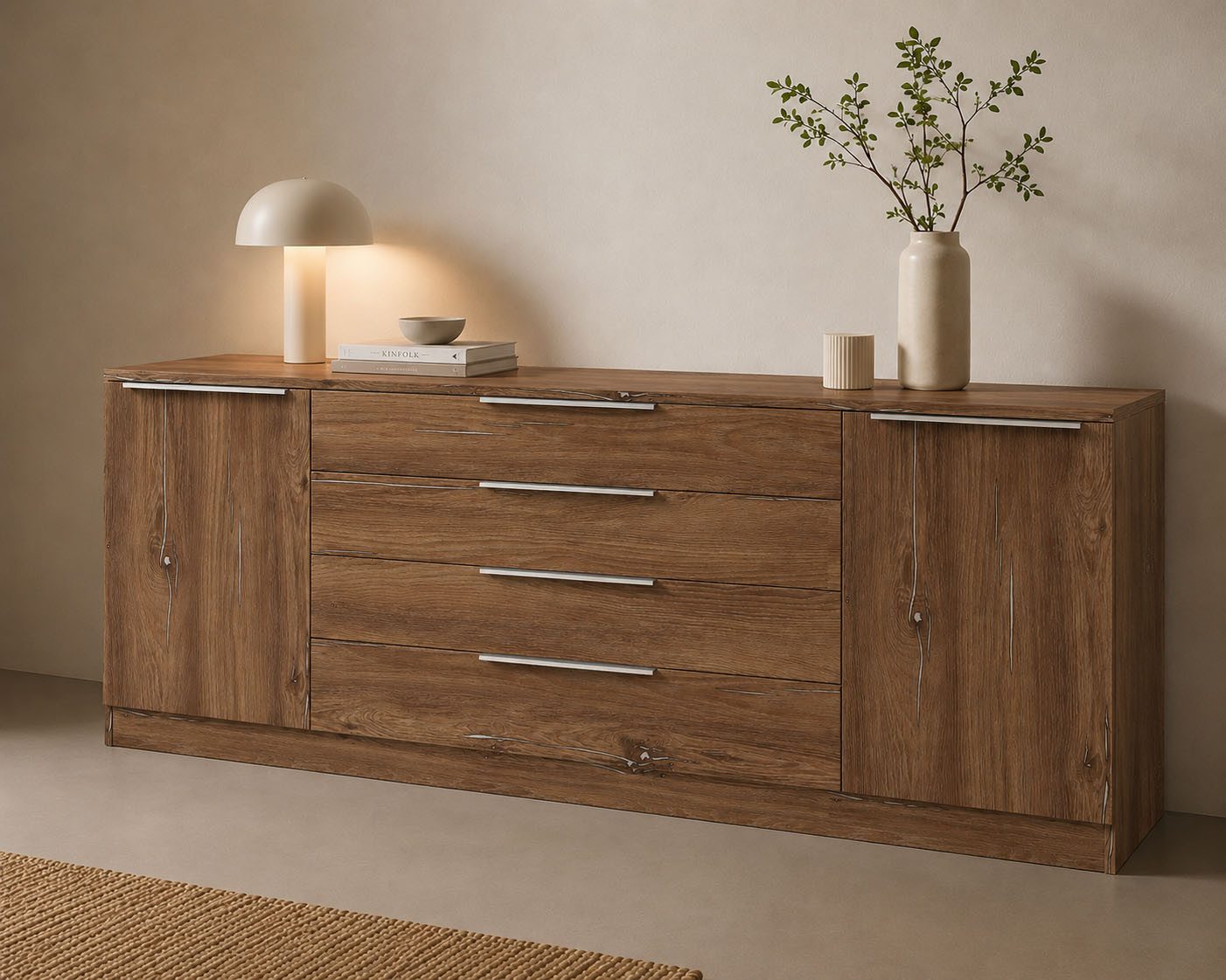 borchardt Möbel Kommode Oliva, Kommode mit Metallgriffen, Breite 200 cm, mit 4 Schubkästen