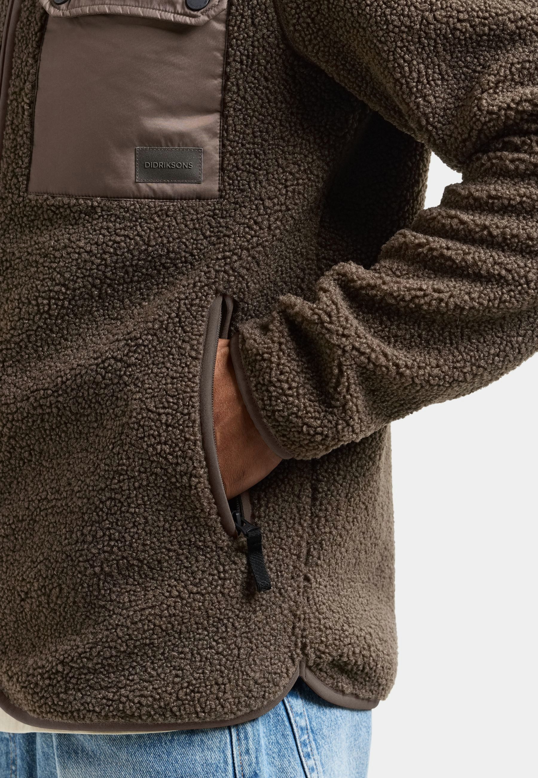 Didriksons Fleecejacke Herren Pile Teddy PETER mit Taschen