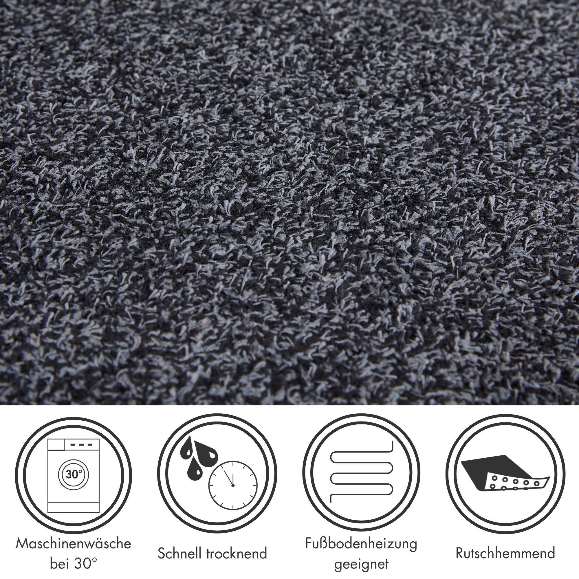 OTTO home Fußmatte Sydney, Schmutzfangmatte, rechteckig, Höhe: 6 mm, melierte Optik, rutschhemmend, für In- und Outdoor, waschbar