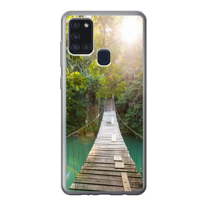 MuchoWow Handyhülle Dschungel - Wasser - Brücke - Natur - Pflanzen Handyhülle Samsung Galaxy A21s Smartphone-Bumper Print Handy