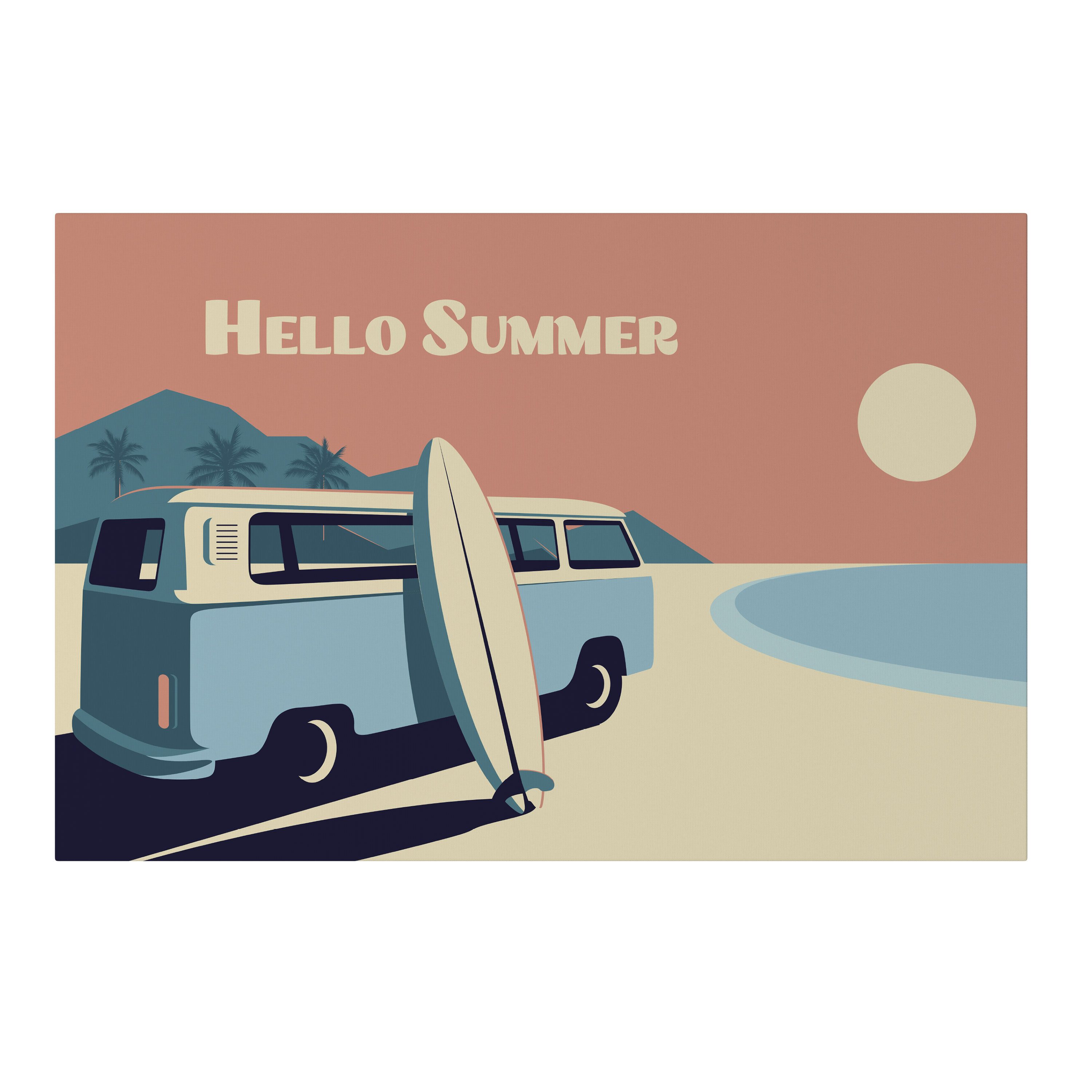 SPACEREBELS Leinwandbild HELLO SUMMER, Vintage (1 St), 3 cm Keilrahmen, Baumwollleinwand