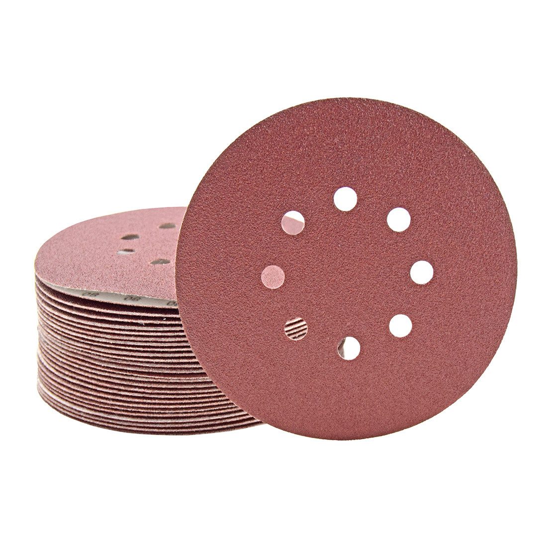 MioTools Schleifscheibe Ø 150 mm 8-Loch Klett-Schleifscheiben für Exzenterschleifer, Normalkorund, 25 Stk., K36