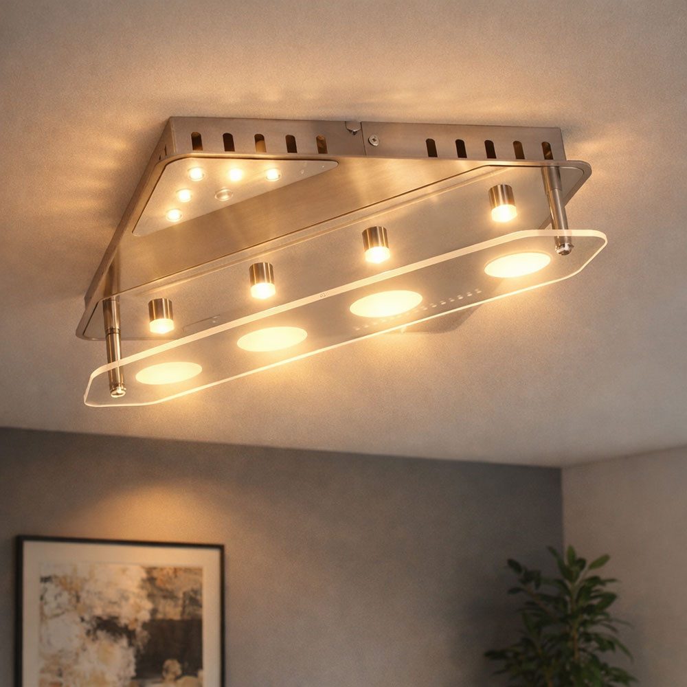 Brilliant LED Deckenleuchte, LED-Leuchtmittel fest verbaut, Warmweiß, Hochwertige Decken Lampe Leuchte verchromt satiniert Beleuchtung