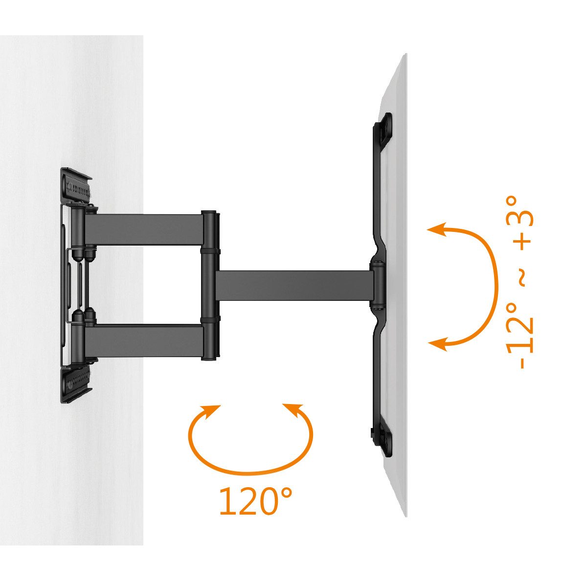 my wall TV-Wandhalterung H24L, (bis 90 Zoll, für große TV, schwenkbar, neigbar, variabler Wandabstand)