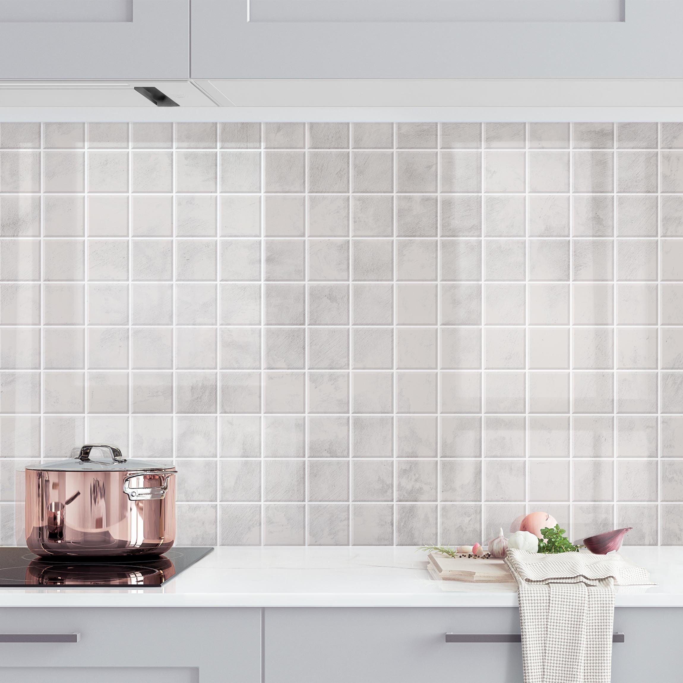 Mosaïque Gris Brillant 13-FS02 – 8 Mm, Effet éventail, Pour Cuisine Et Salle De Bain