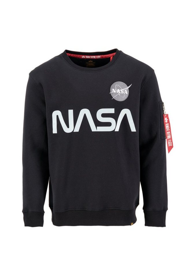 Alpha Industries Sweater Alpha Industries Men - Sweatshirts NASA Reflective  Sweater, Gläzender NASA Schriftzug als Discharge Print