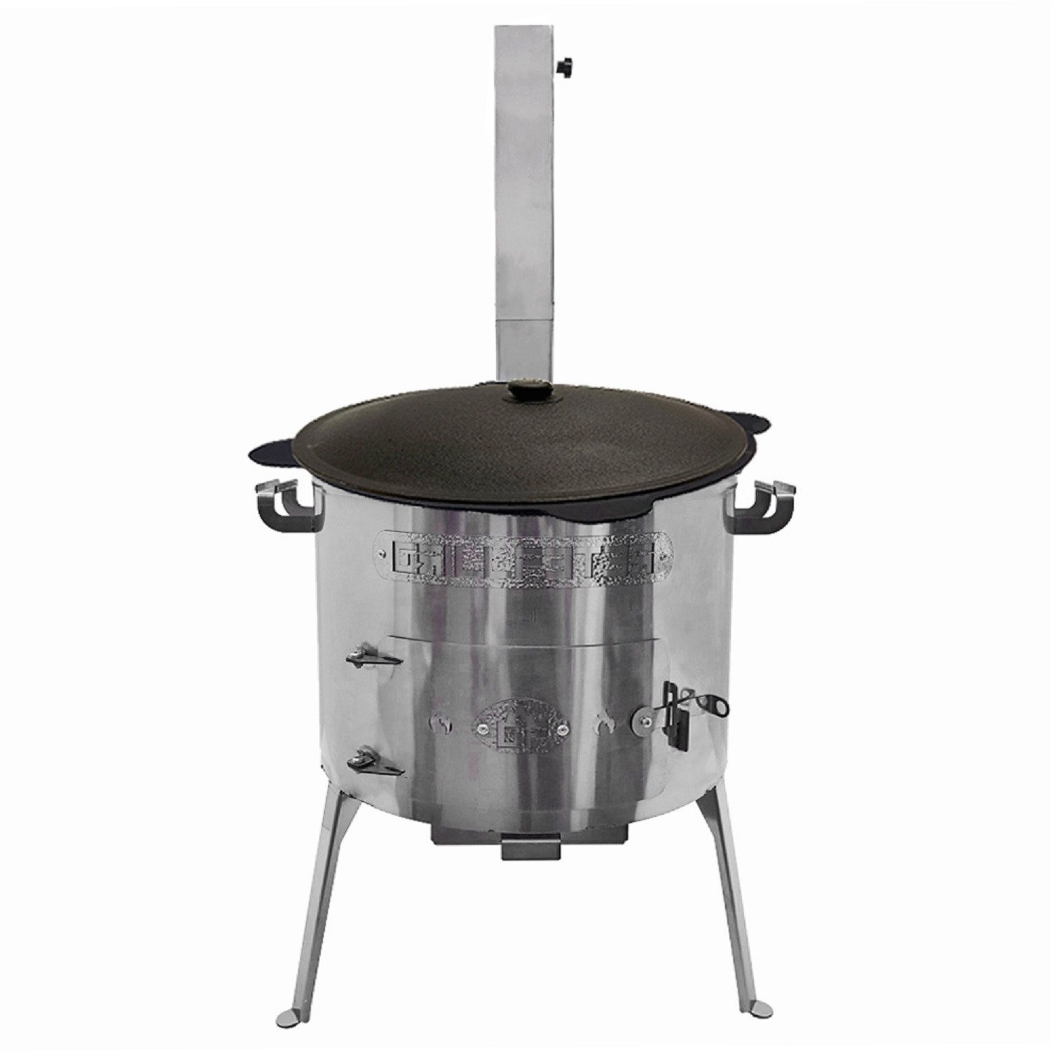 Grillpeter Holzkohlegrill Utschak aus Edelstahl Timur Ø40 mit Kazan aus Gusseisen 10L
