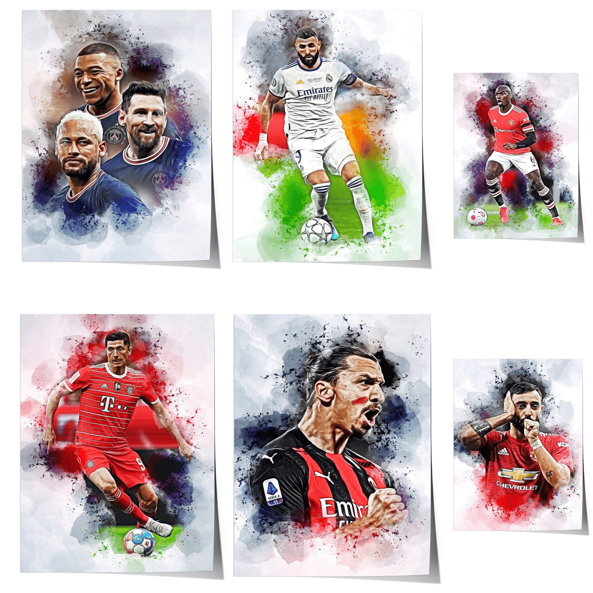 JUSTGOODMOOD Poster Fußballspieler Paris Sant German Messi Mbappe Nejmar Jr und andere Spi, F (1 St)