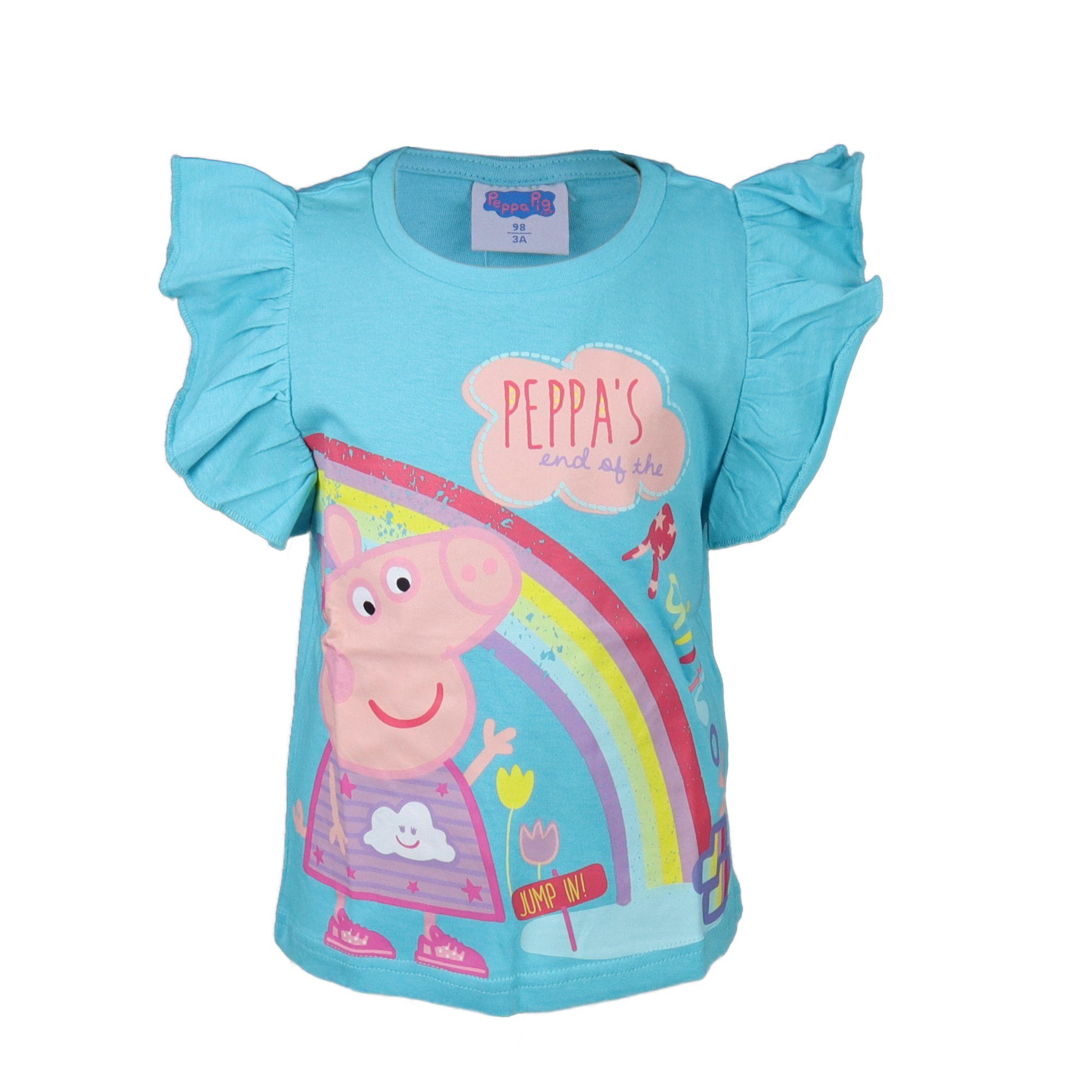Peppa Pig T-Shirt Baumwolle bis Shirt Wutz 116, 100% Gr. Kinder 92 Hellblau
