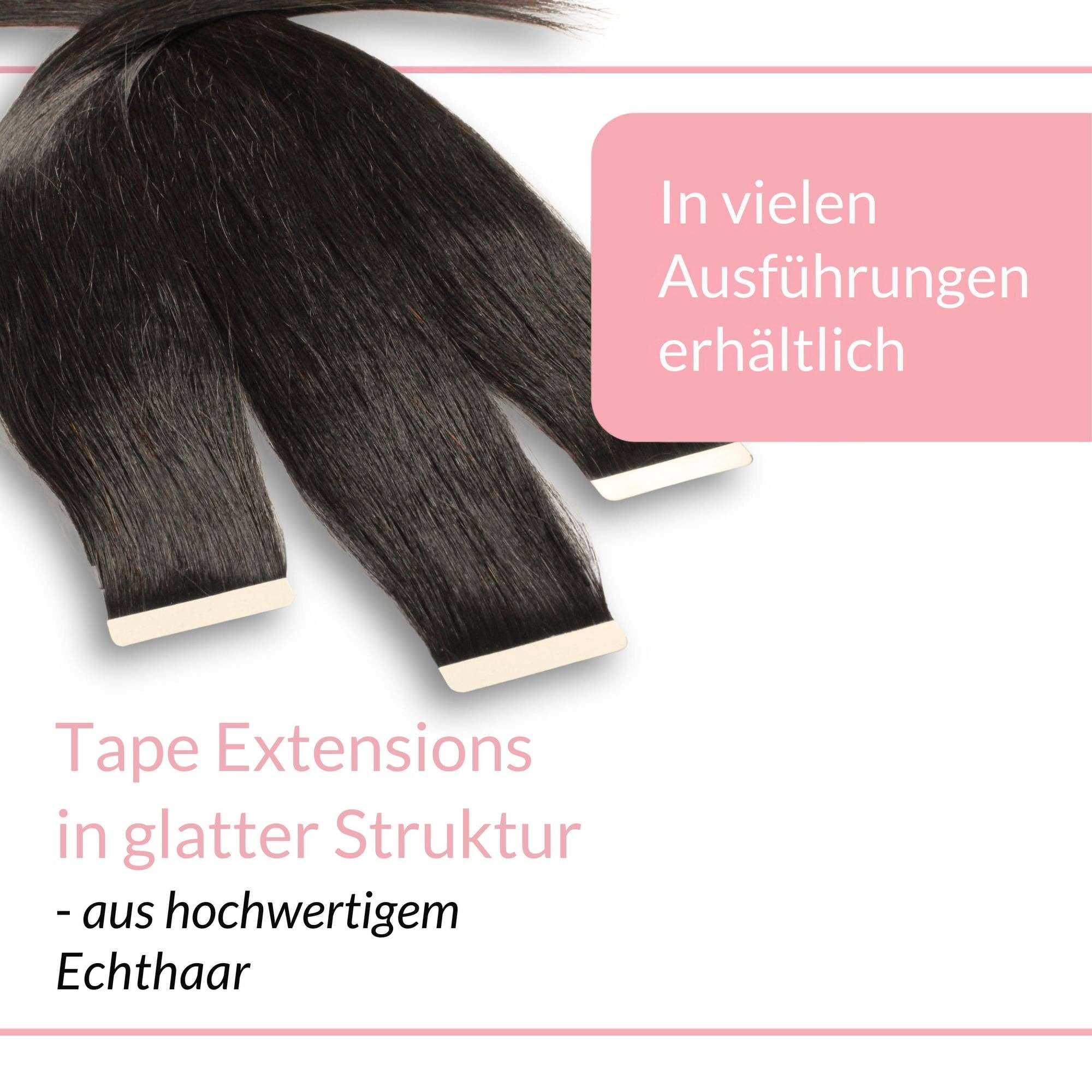 hair2heart Echthaar-Extension Tape Extensions glatt #4/0 Dunkelbraun 40cm
