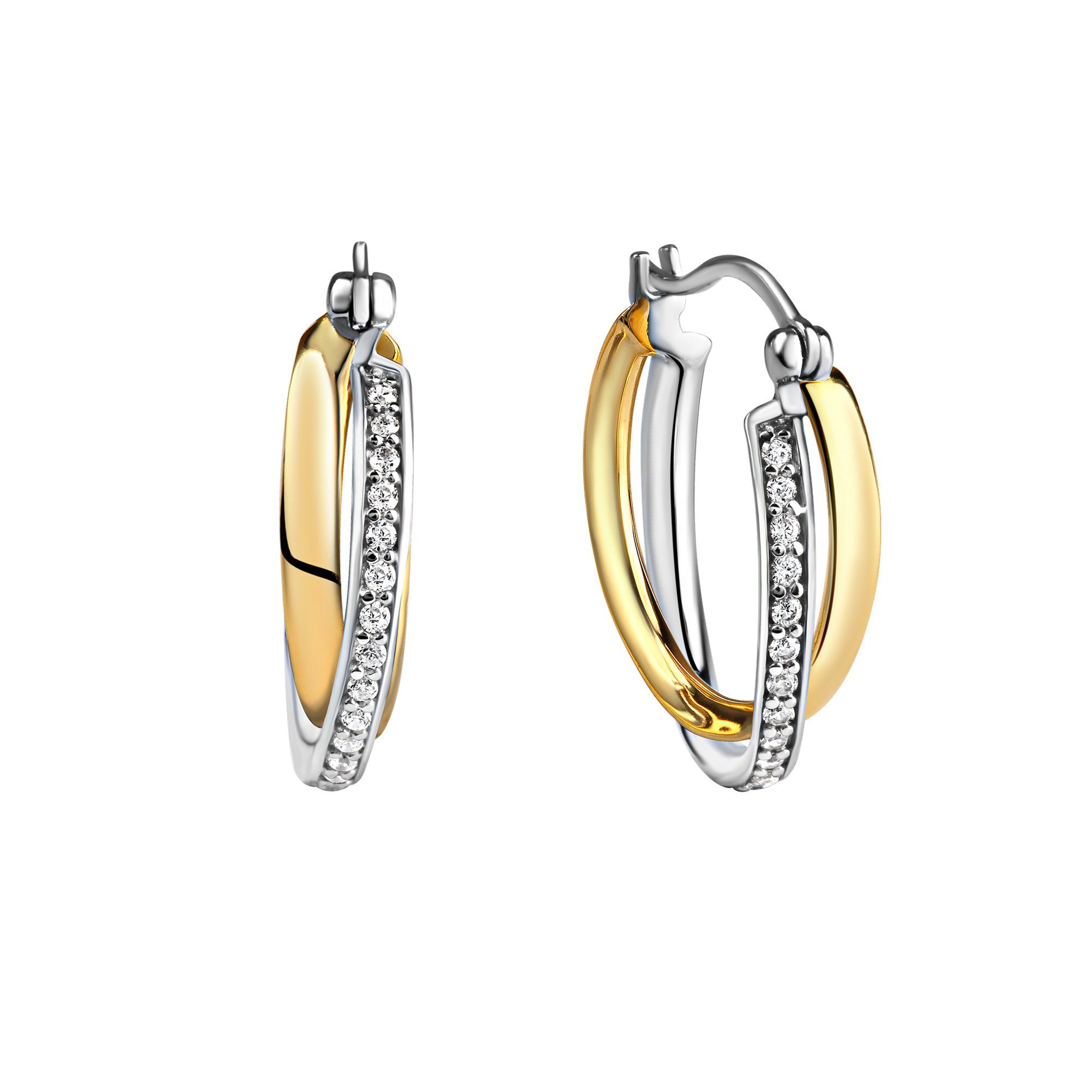 CELESTA Paar Creolen 925 Silber 2farbig mit Zirkoniasteinen