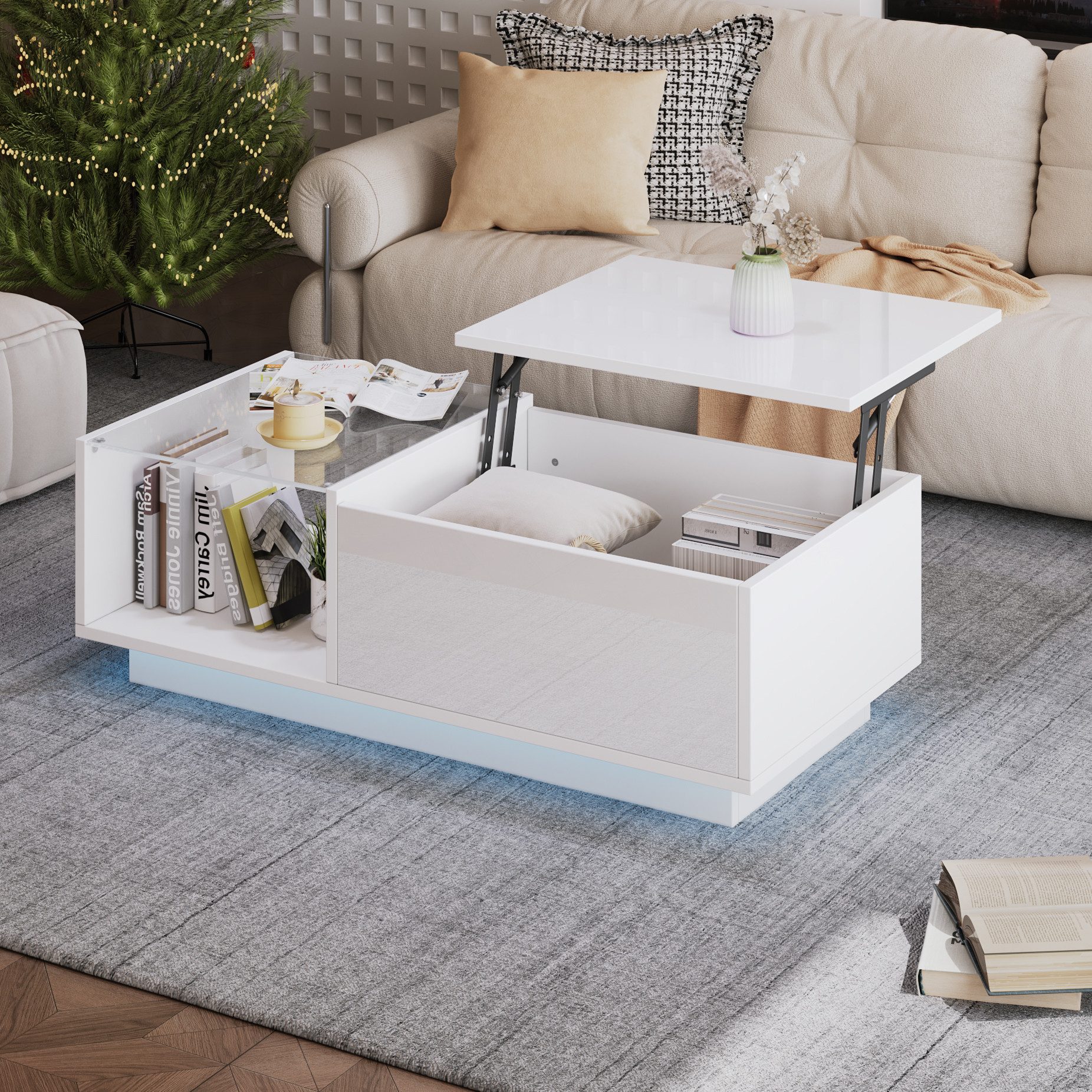 Merax Couchtisch höhenverstellbar Sofatisch mit Hebefunktion günstig online kaufen