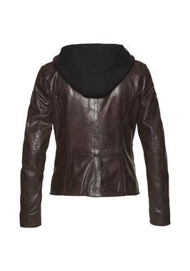 Gipsy Lederjacke AMALI cooler hochwertiger Lederblazer im 2-in-1-Look mit Kapuze