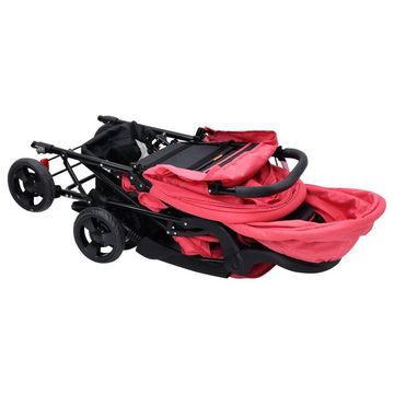 vidaXL Kinder-Buggy Tandem-Zwillingskinderwagen Rot Stahl