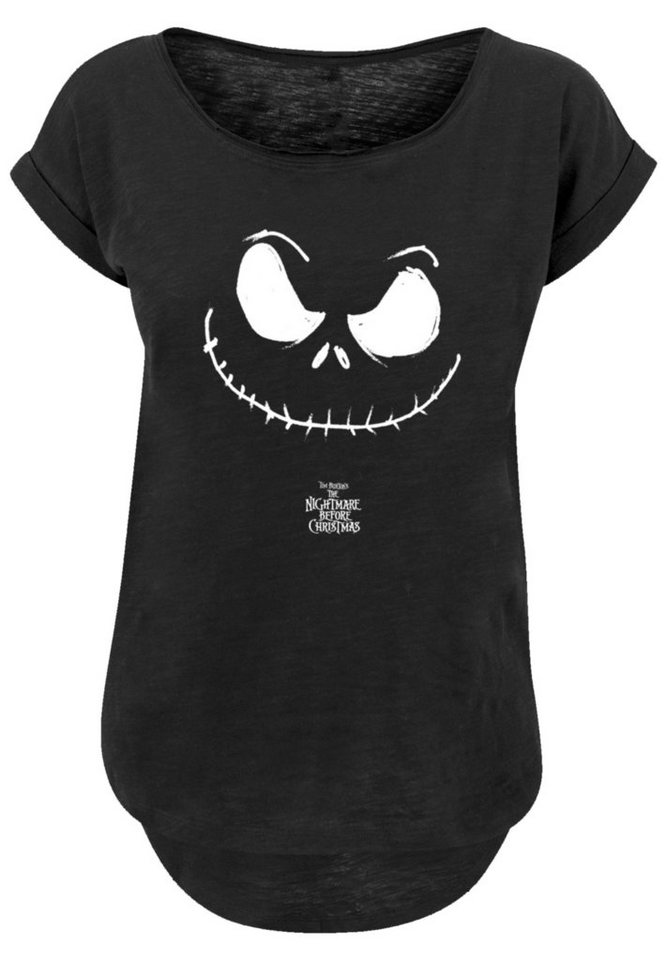 F4NT4STIC T-Shirt Disney Nightmare Before Christmas Jack Face Premium  Qualität, Hinten extra lang geschnittenes Damen T-Shirt