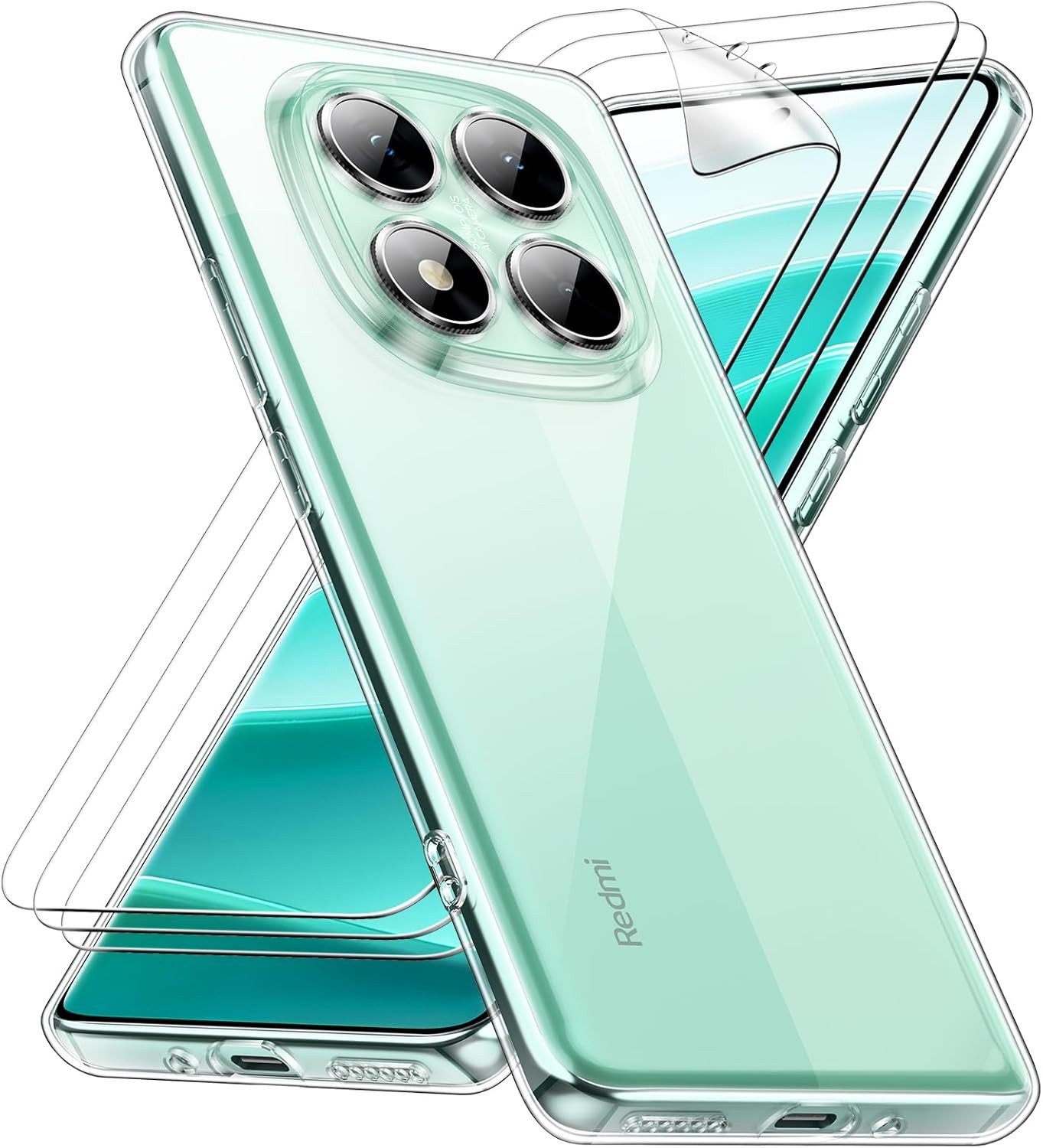 MSM Handyhülle Hülle + 2X Schutzglas für Xiaomi Redmi Note 14 Pro Panzerfolie Case