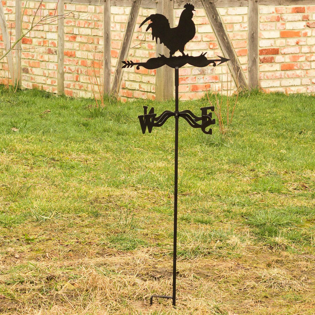 Antikas Windspiel Wetterhahn, Wetterfahne mit Erdspieß und Wandbügel, Windspiel für Wand
