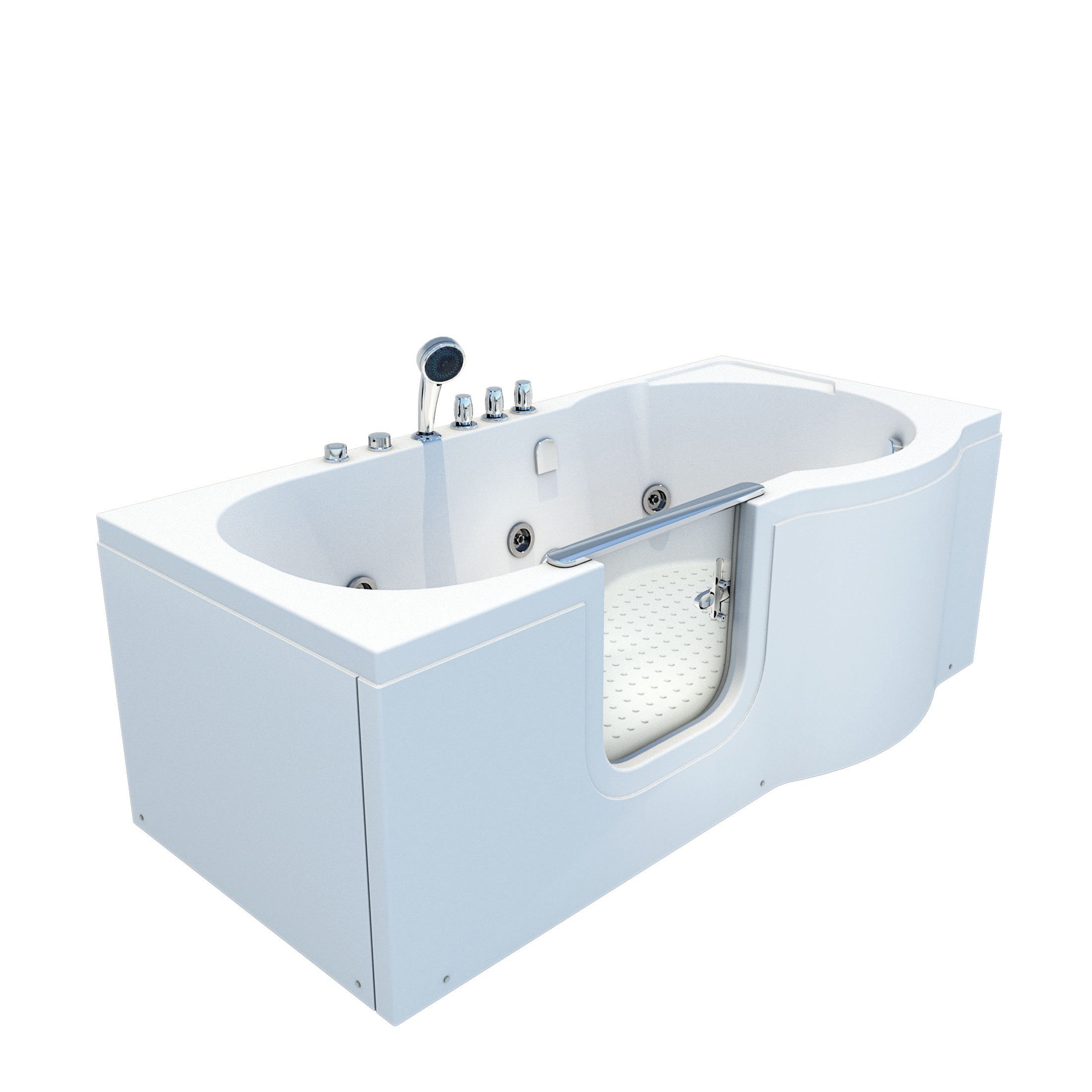 AcquaVapore Whirlpool-Badewanne Sitzwanne Whirlpool Badewanne mit Tür S12-WP-L-ALL 170x85cm, (1-tlg), mit Ablaufgarnitur