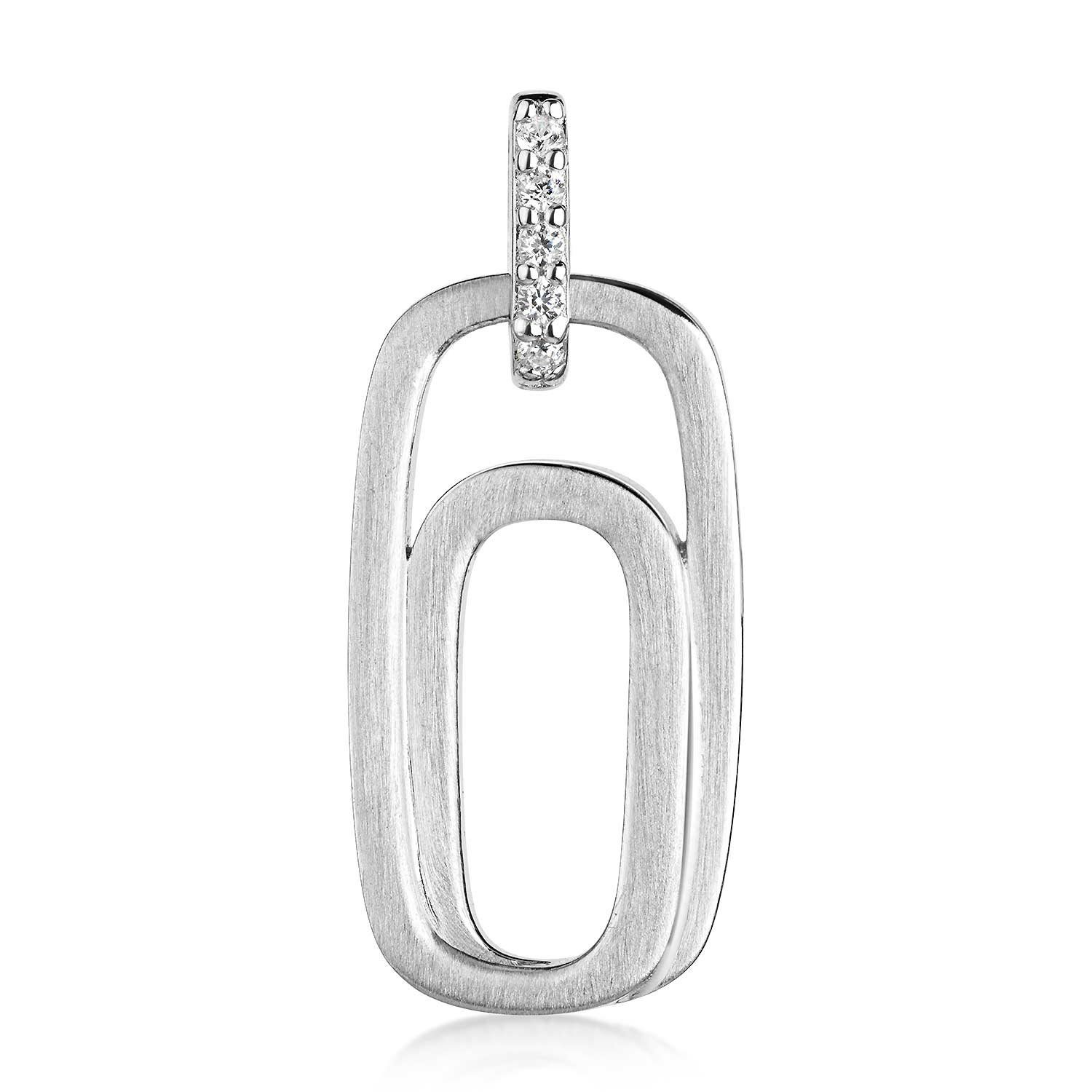 Materia Kettenanhänger Damen Silber Büroklammer Zirkonia weiß matt KA-81, 9 günstig online kaufen