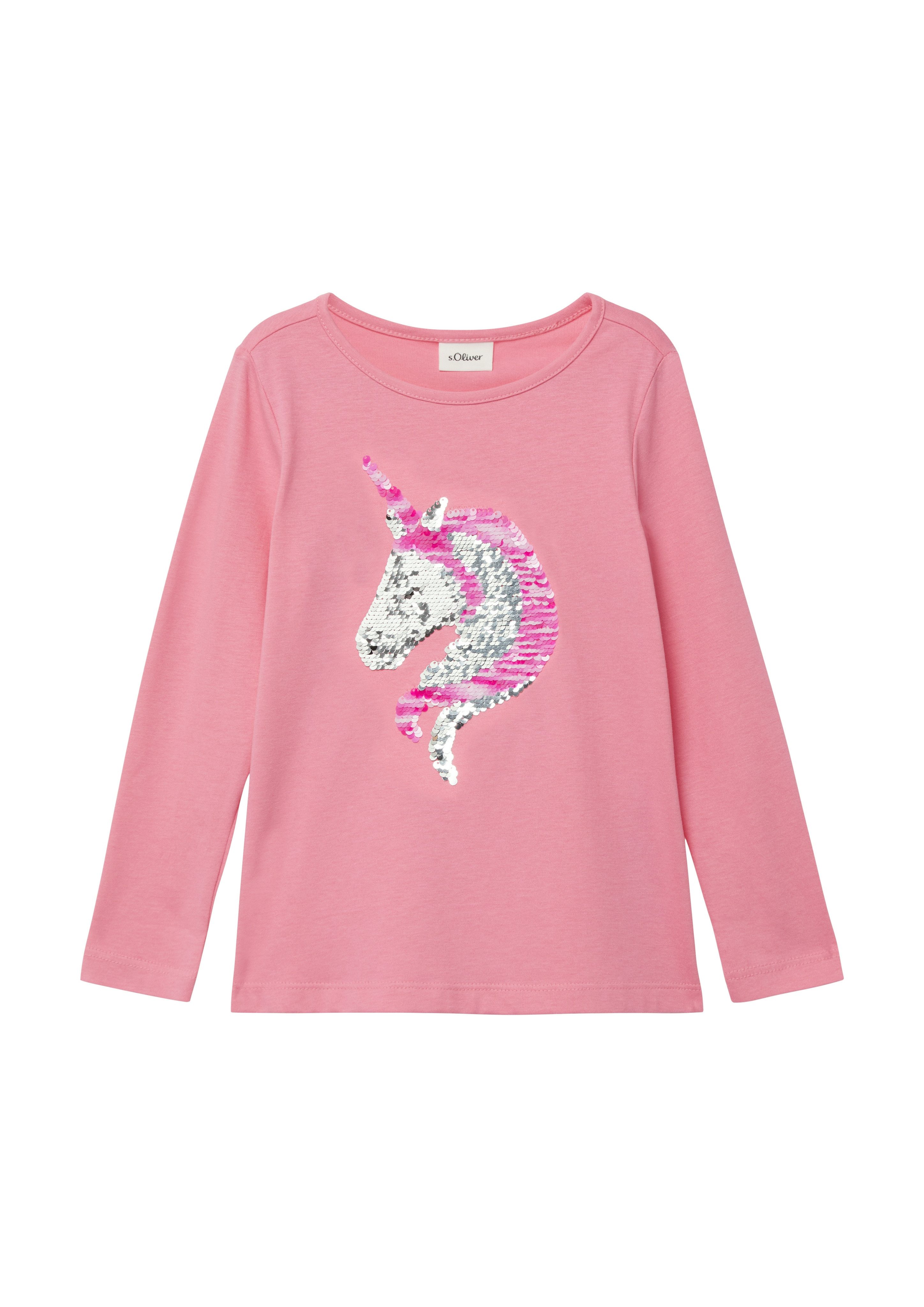 s.Oliver Junior Langarmshirt mit Pailletten-Einhorn
