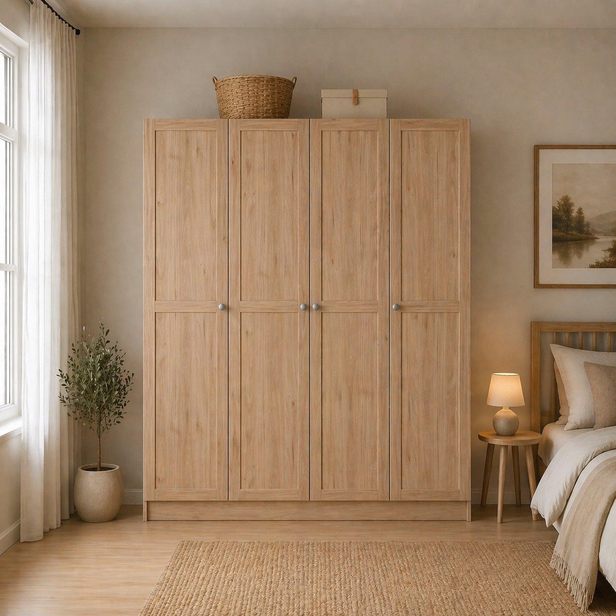 Home affaire Kleiderschrank Billund, skandinavischen Design & viel Stauraum, 2 Breiten 145/195 cm Viel Stauraum mit Böden & Kleiderstange, praktische Aufteilung