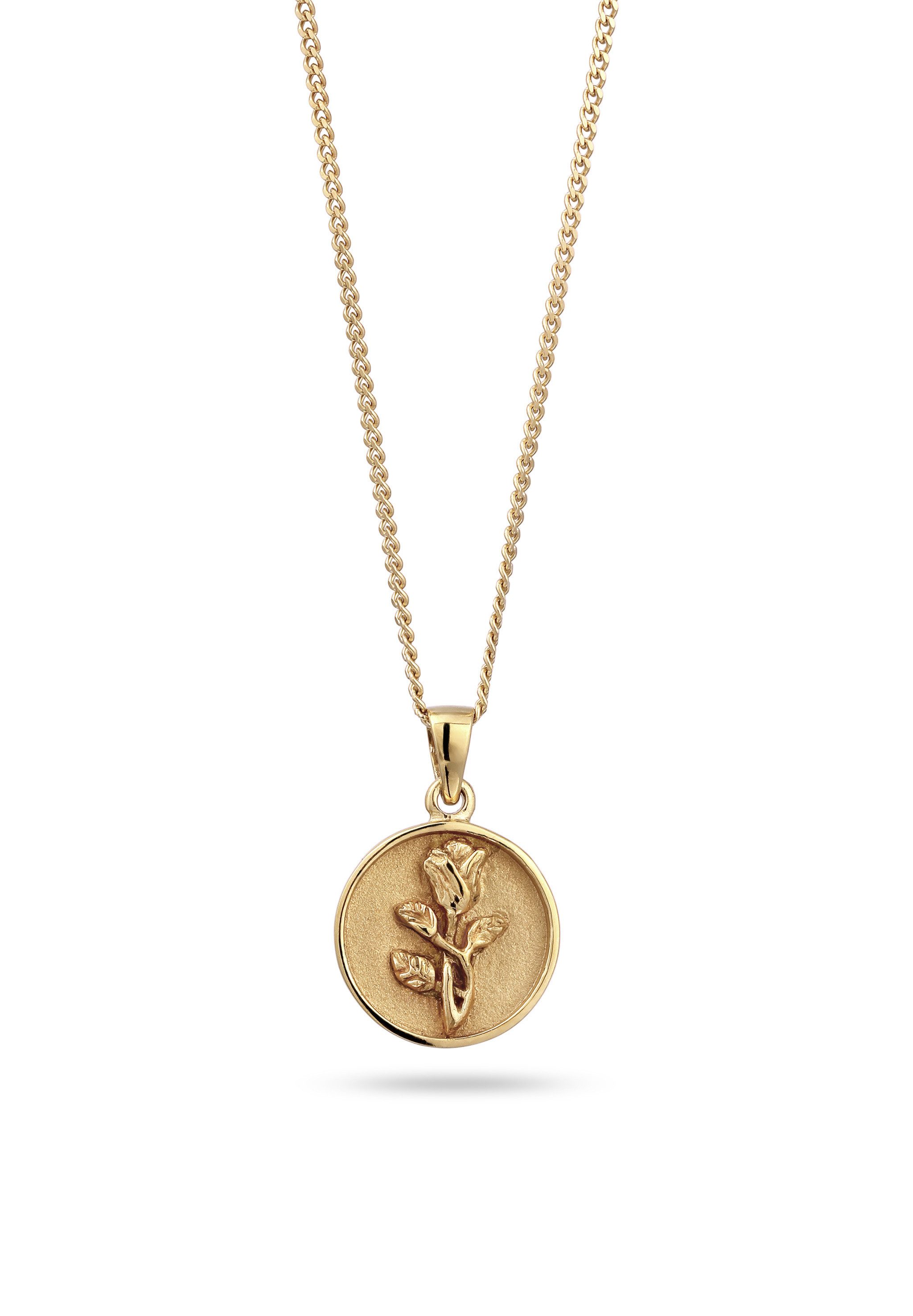 Kette mit Anhänger Halskette mit Anhänger Blume 925 Sterling Silber vergoldet