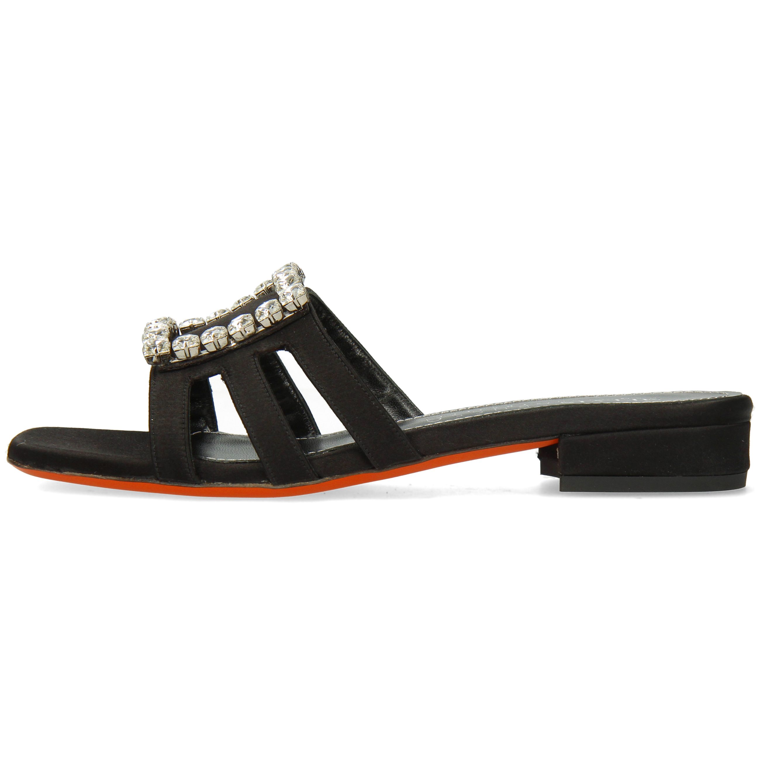 Melvin & Hamilton Eugenie 1 Satin-Pantoletten für Damen Pantolette Flache Absätze, Kristallverzierung, Made in Italy, Satin